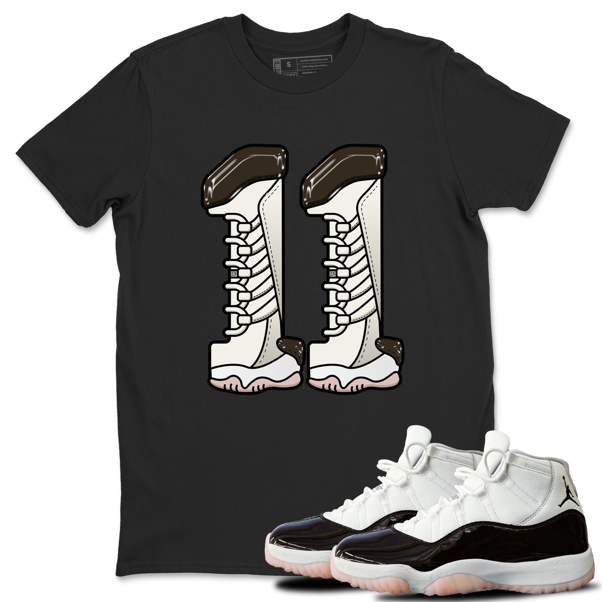 11s Neapolitan shirt to match jordans Number 11 sneaker matching t-shirts and clothing Air Jordan 11 Neapolitan Drip Gear Zone Cotton Casual Unisex Black 1 T-Shirt