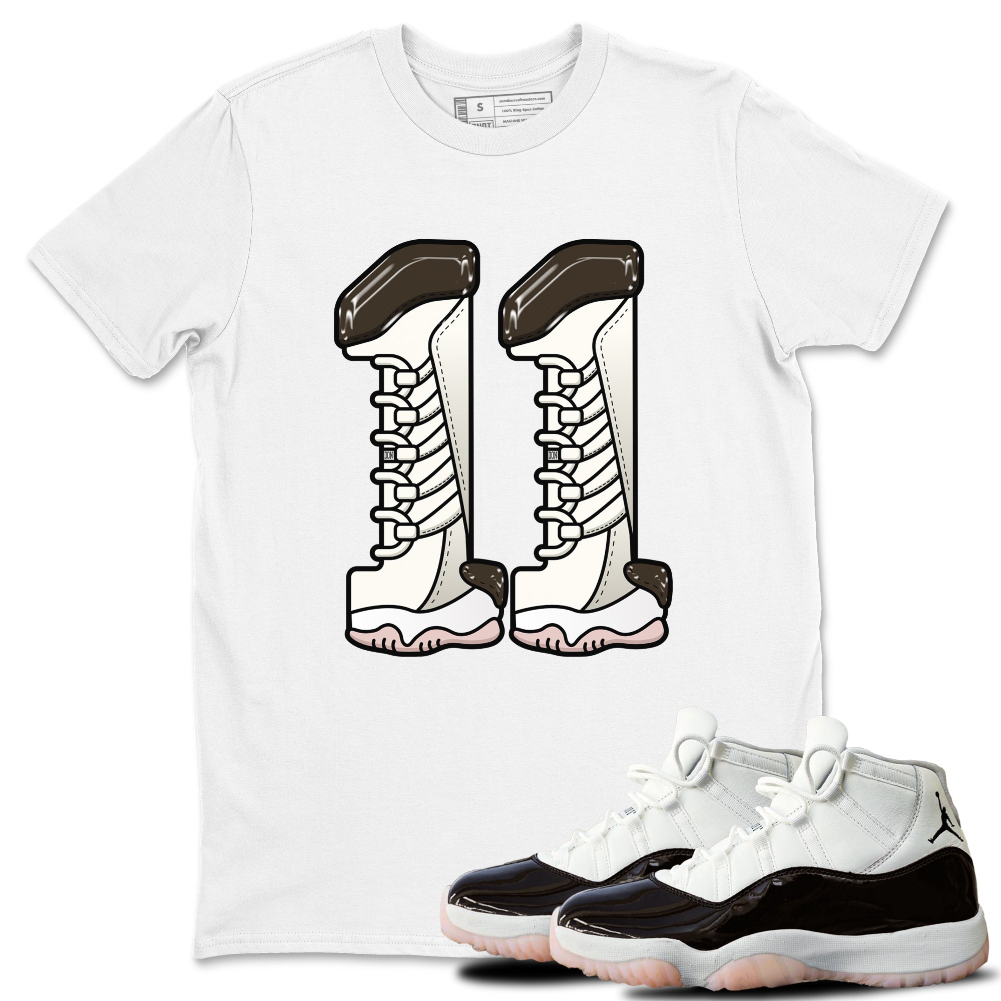 11s Neapolitan shirt to match jordans Number 11 sneaker matching t-shirts and clothing Air Jordan 11 Neapolitan Drip Gear Zone Cotton Casual Unisex White 1 T-Shirt