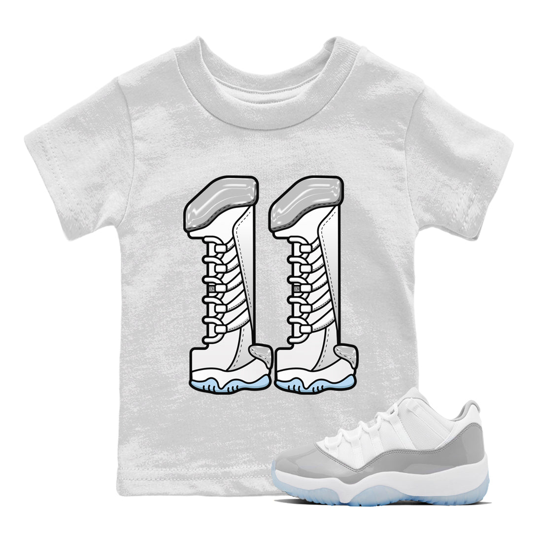 Air Jordan 11 White Cement Sneaker Match Tees Number 11 Streetwear Sneaker Shirt Air Jordan 11 Cement Grey Sneaker Release Tees Kids Shirts White 1