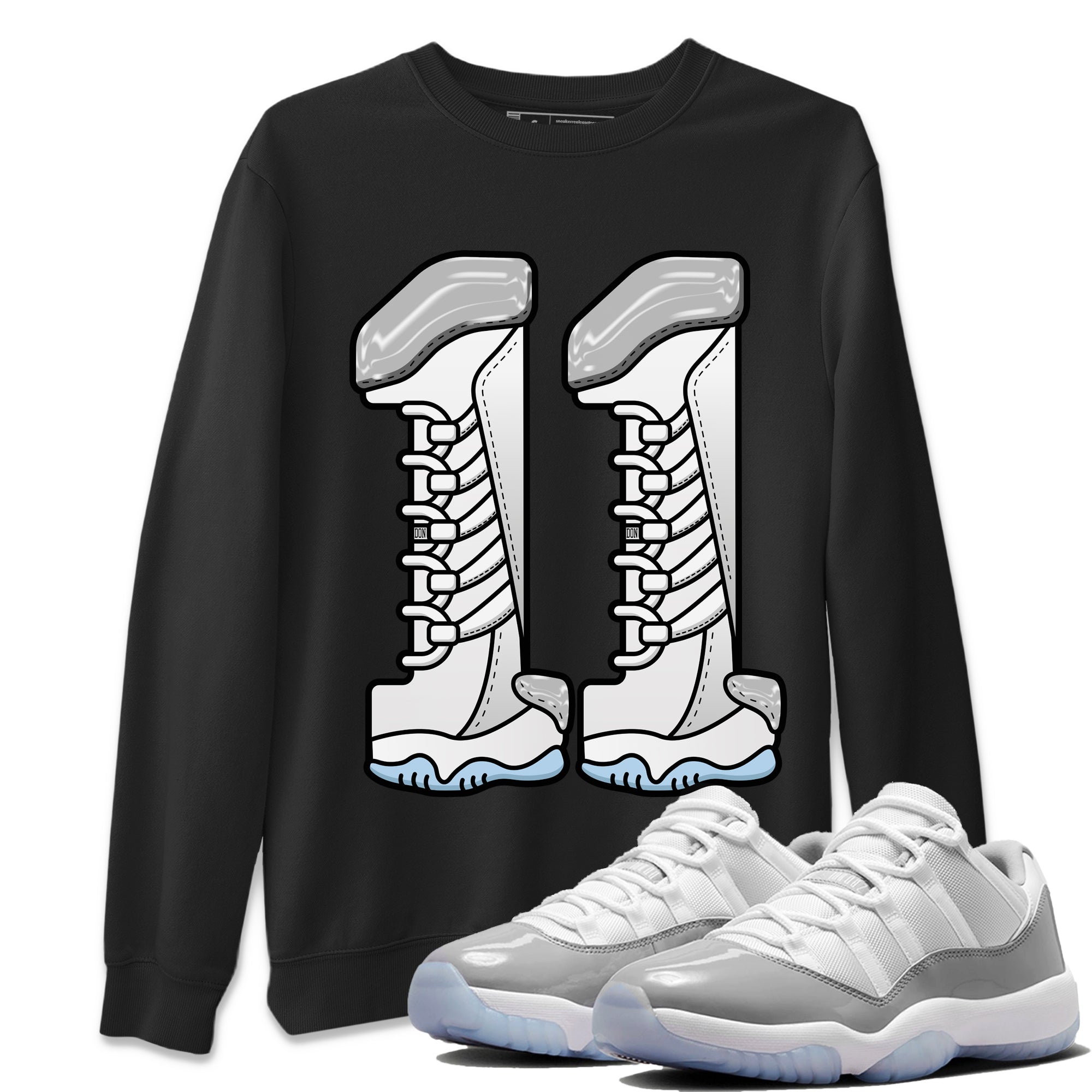 Air Jordan 11 White Cement Sneaker Match Tees Number 11 Streetwear Sneaker Shirt Air Jordan 11 Cement Grey Sneaker Release Tees Unisex Shirts Black 1