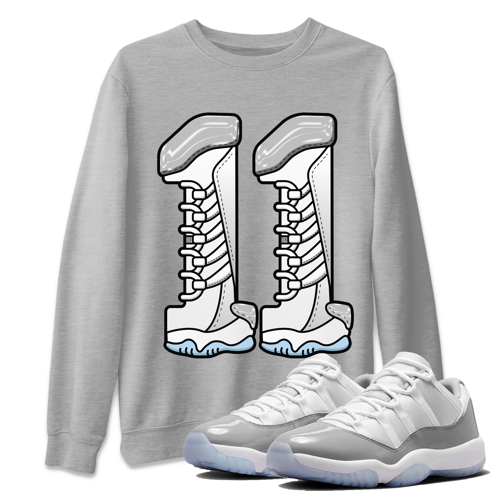 Air Jordan 11 White Cement Sneaker Match Tees Number 11 Streetwear Sneaker Shirt Air Jordan 11 Cement Grey Sneaker Release Tees Unisex Shirts Heather Grey 1