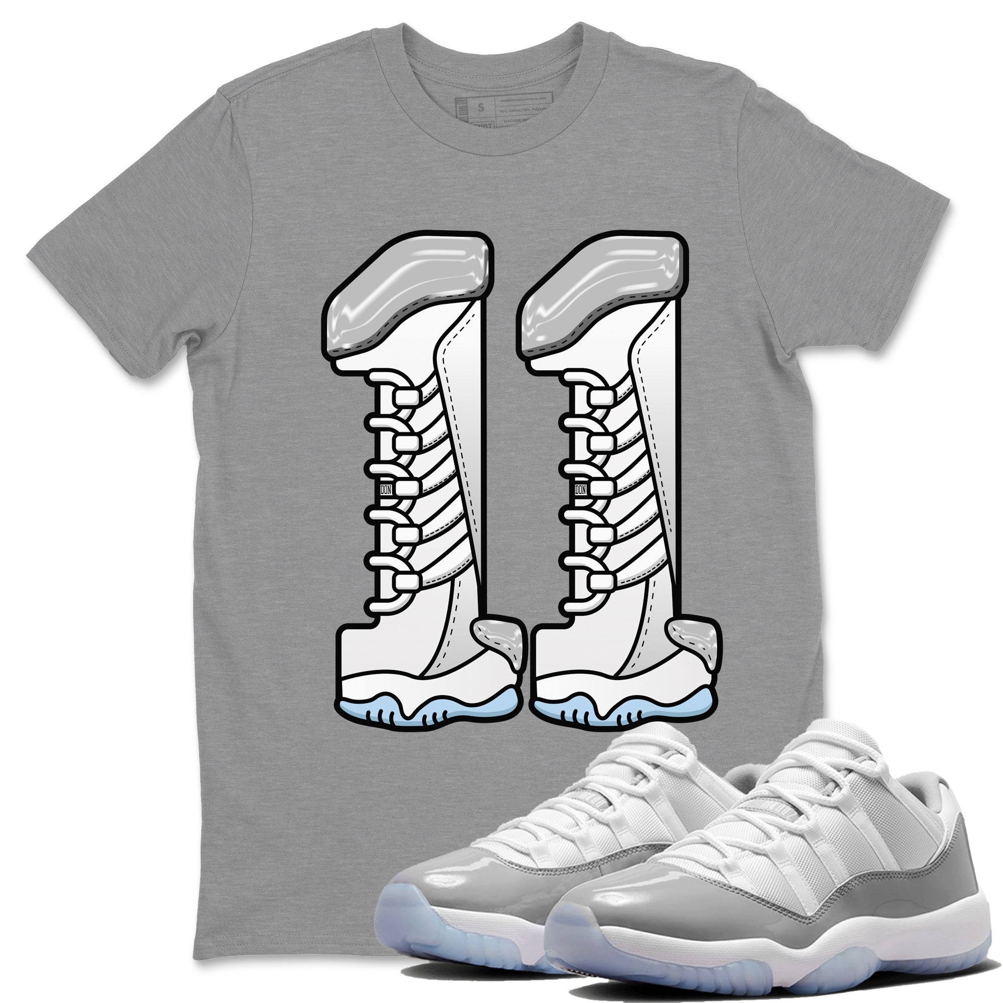 Air Jordan 11 White Cement Number 11 Crew Neck Streetwear Sneaker Shirt Air Jordan 11 Cement Grey Sneaker T-Shirts Size Chart