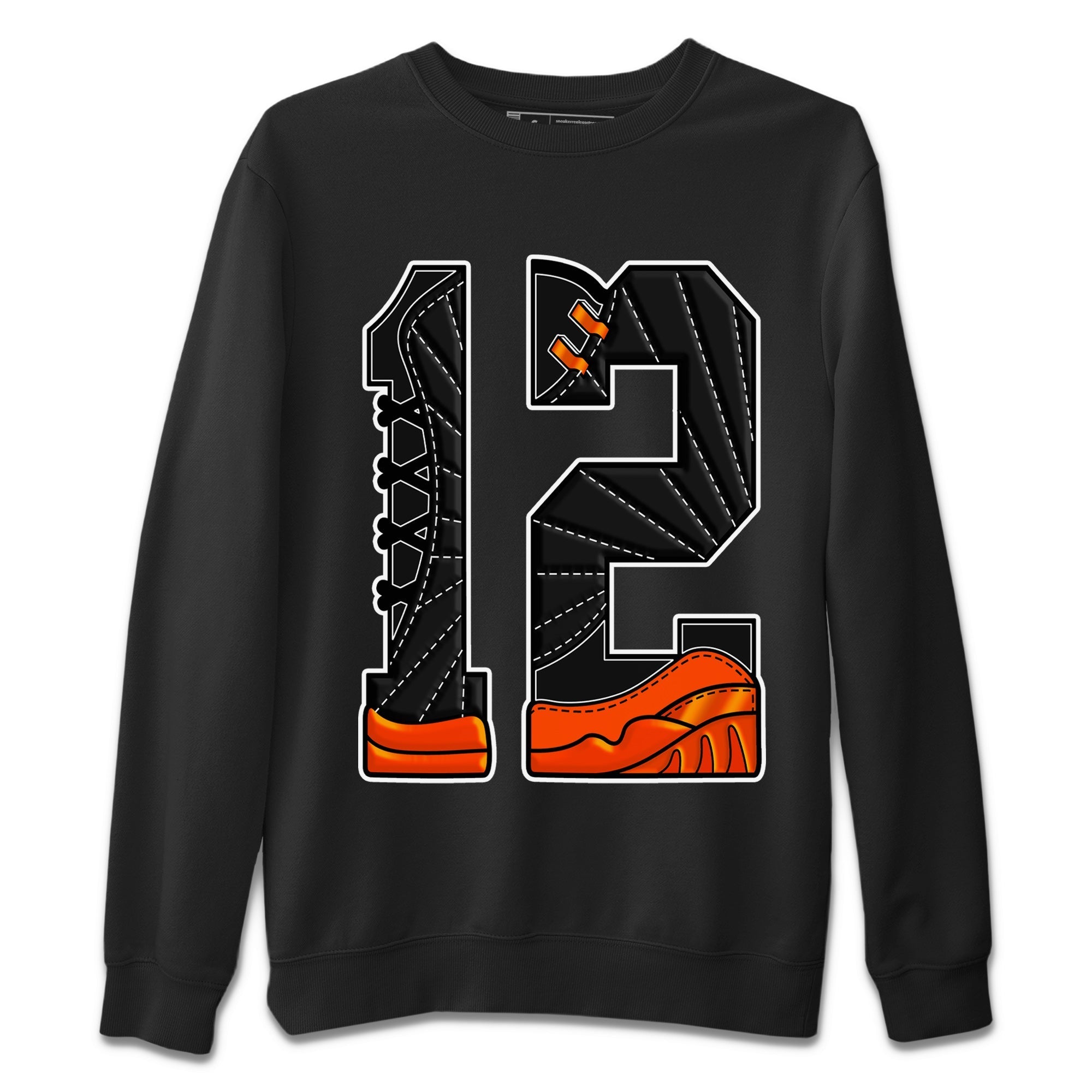 Air Jordan 12 Brilliant Orange Sneaker Match Tees Number 12 Streetwear Sneaker Shirt Air Jordan 12 Orange Sneaker Release Tees Unisex Shirts Black 2