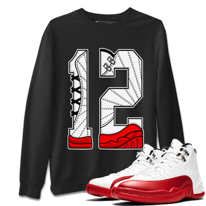 12s Cherry Sneaker Match Tees Number 12 Sneaker Tees Air Jordan 12 Cherry Sneaker Release Tees Unisex Shirts Black 1