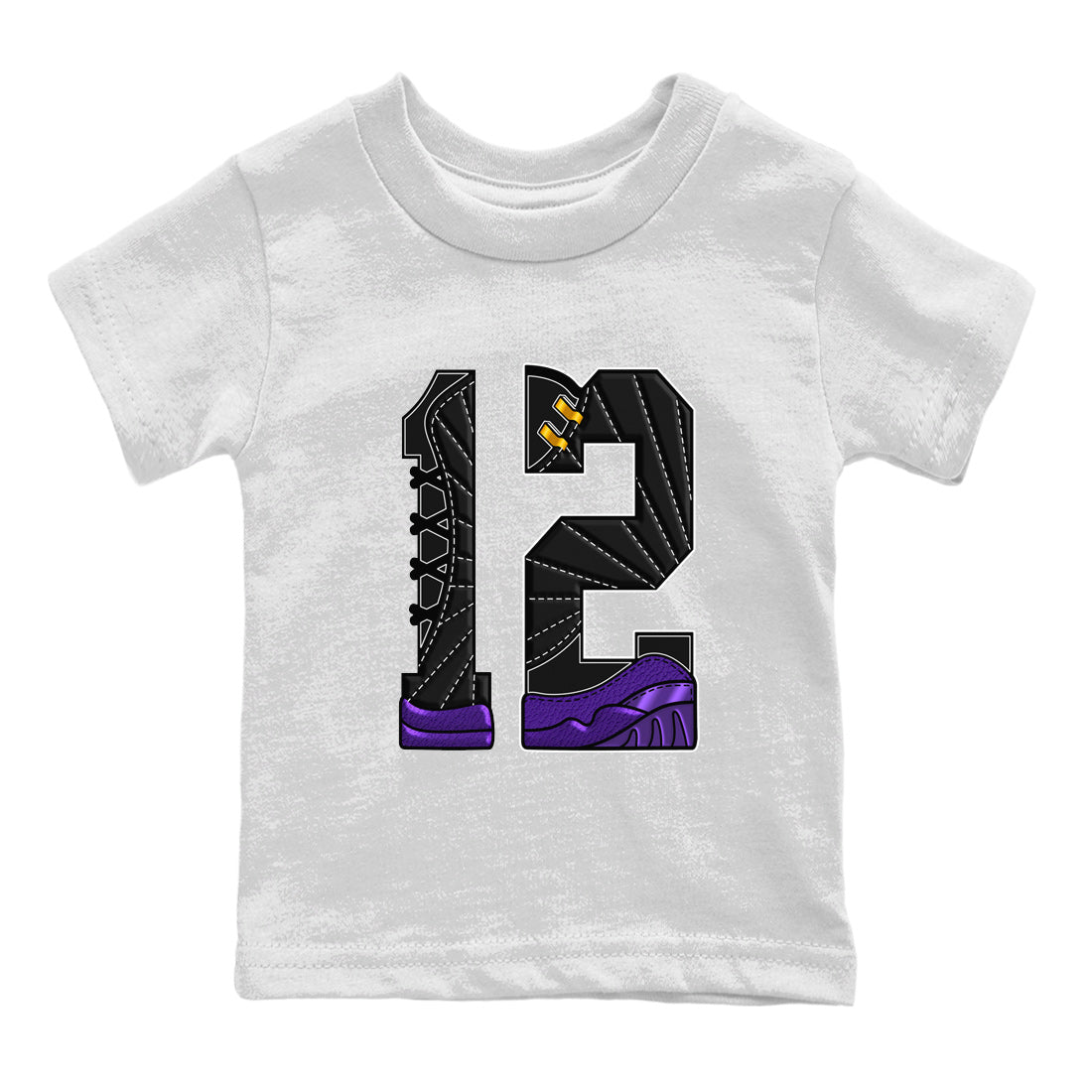 Air Jordan 12 Field Purple Sneaker Match Tees Number 12 Streetwear Sneaker Shirt Air Jordan 12 Purple Sneaker Release Tees Kids Shirts White 2