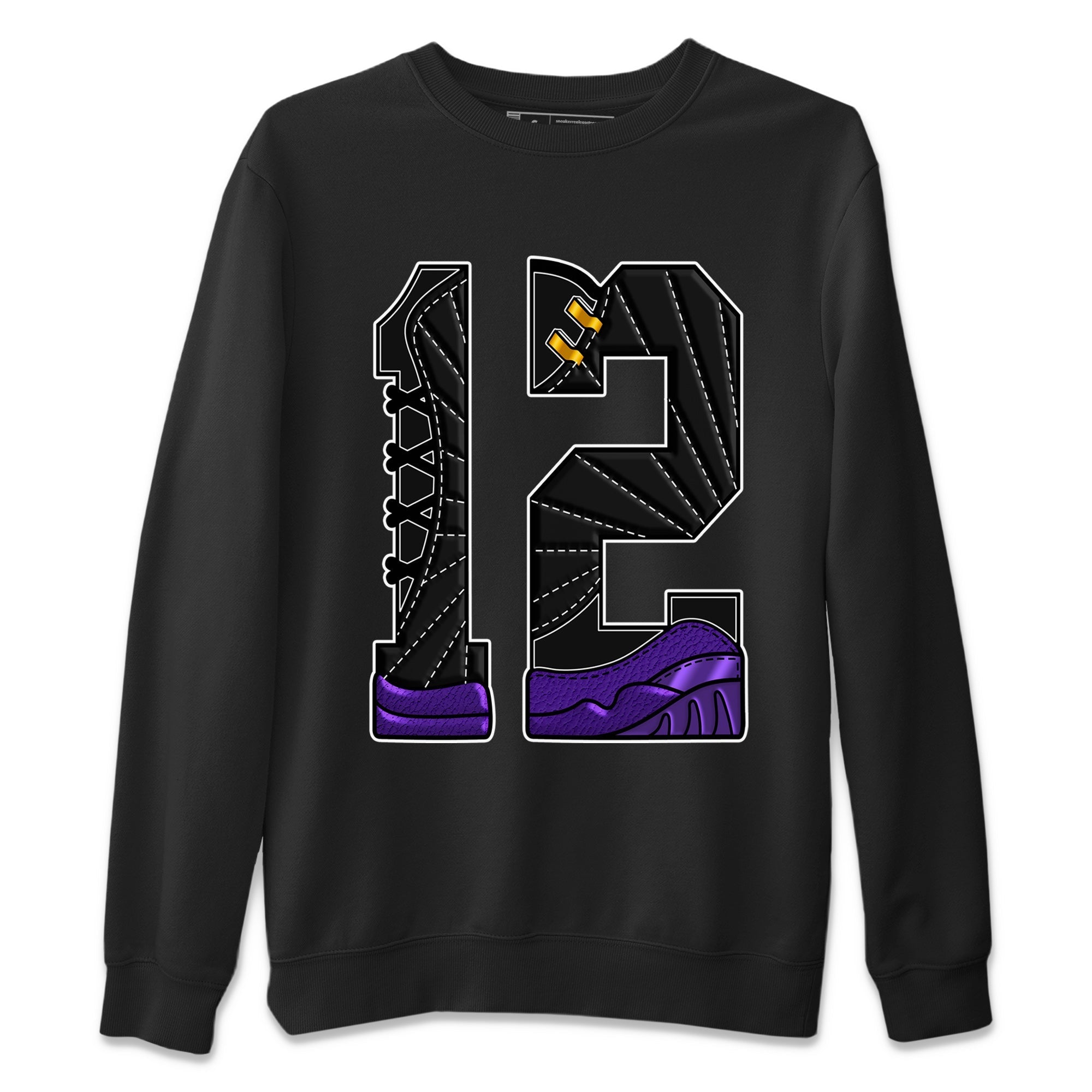 Air Jordan 12 Field Purple Sneaker Match Tees Number 12 Streetwear Sneaker Shirt Air Jordan 12 Purple Sneaker Release Tees Unisex Shirts Black 2