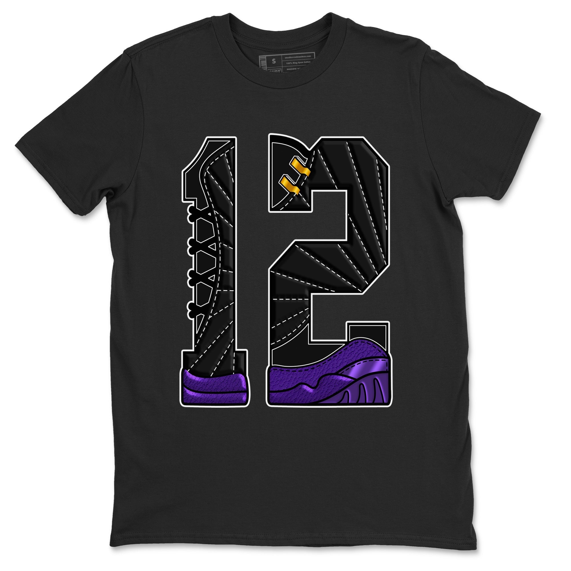 Air Jordan 12 Field Purple Sneaker Match Tees Number 12 Streetwear Sneaker Shirt Air Jordan 12 Purple Sneaker Release Tees Unisex Shirts Black 2