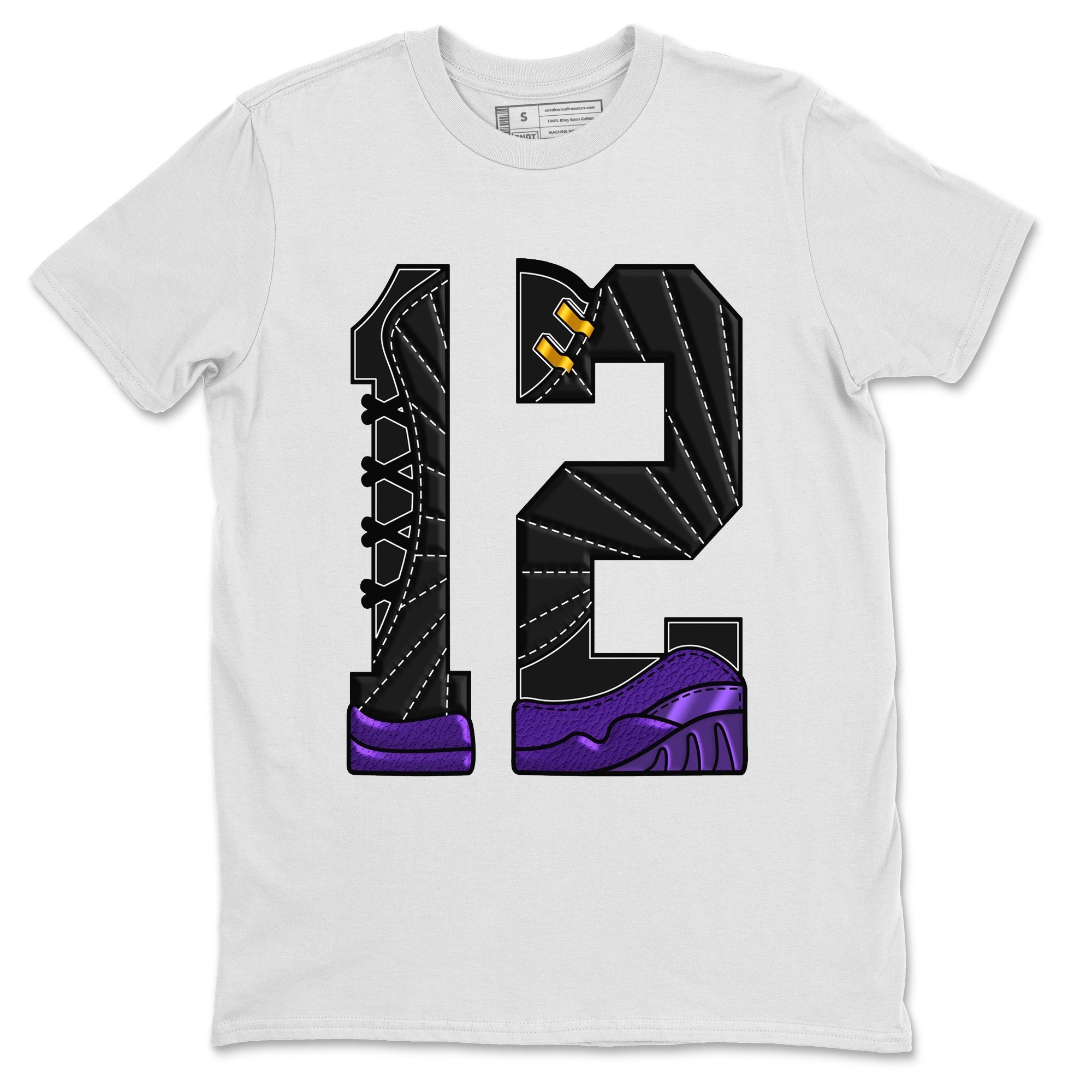Air Jordan 12 Field Purple Sneaker Match Tees Number 12 Streetwear Sneaker Shirt Air Jordan 12 Purple Sneaker Release Tees Unisex Shirts White 2