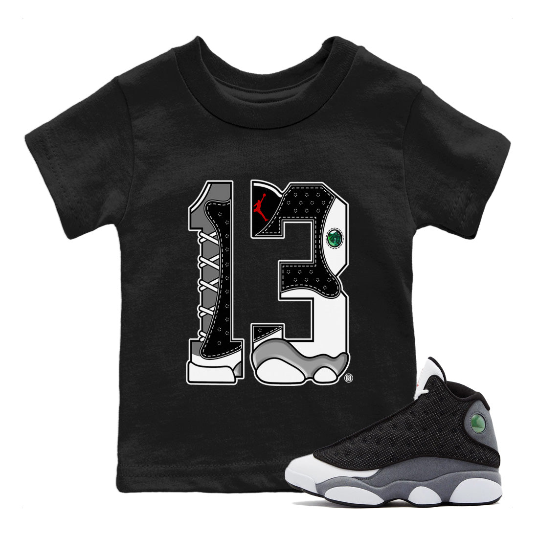 Air Jordan 13 Black Flint Shirt To Match Jordans Number 13 Sneaker Tees Air Jordan 13 Retro Black Flint Drip Gear Zone Sneaker Matching Clothing Kids Shirts Black 1