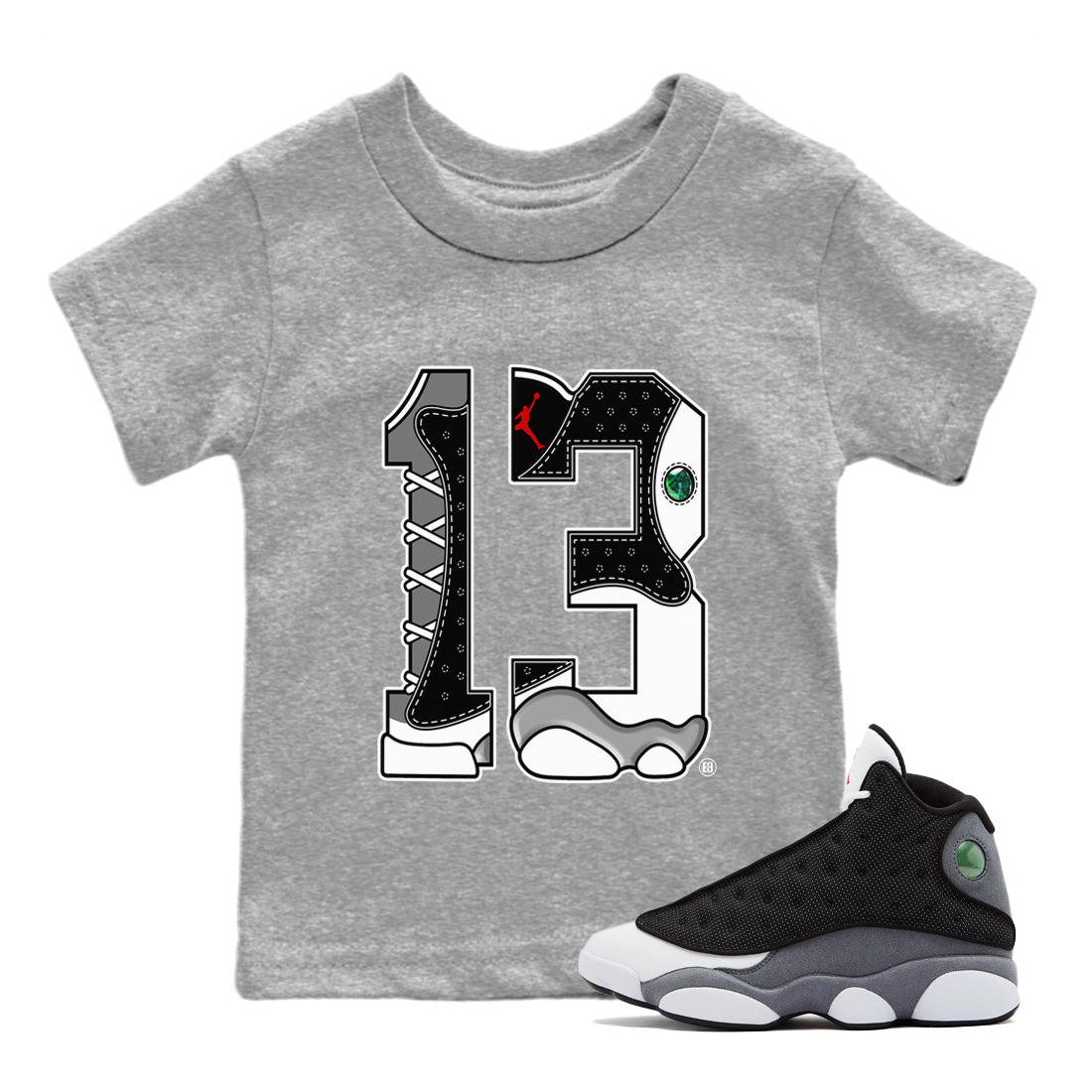Air Jordan 13 Black Flint Number 13 Baby and Kids Sneaker Tees Air Jordan 13 Retro Black Flint Kids Sneaker Tees Size Chart