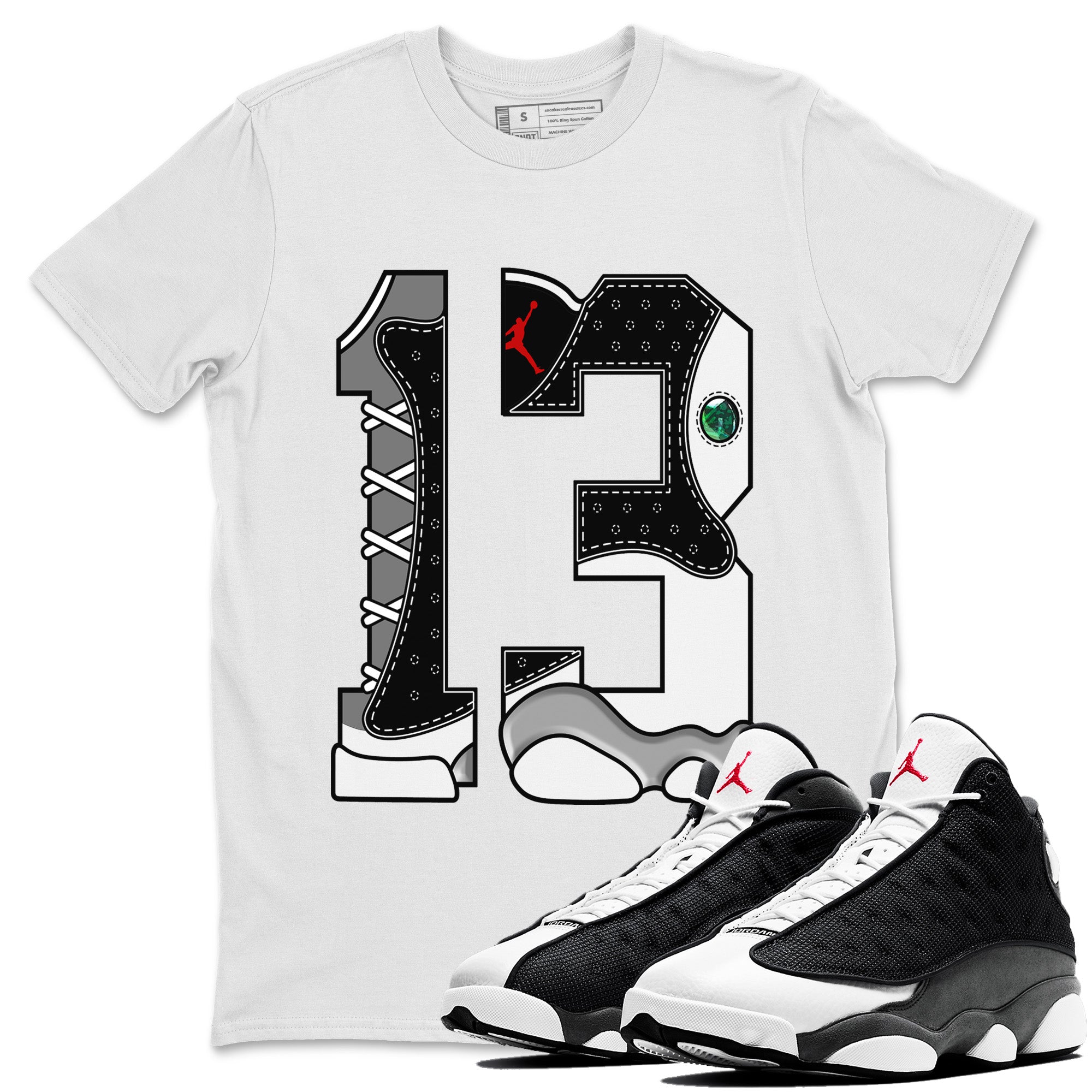 Air Jordan 13 Black Flint Shirt To Match Jordans Number 13 Sneaker Tees Air Jordan 13 Retro Black Flint Drip Gear Zone Sneaker Matching Clothing Unisex Shirts White 1