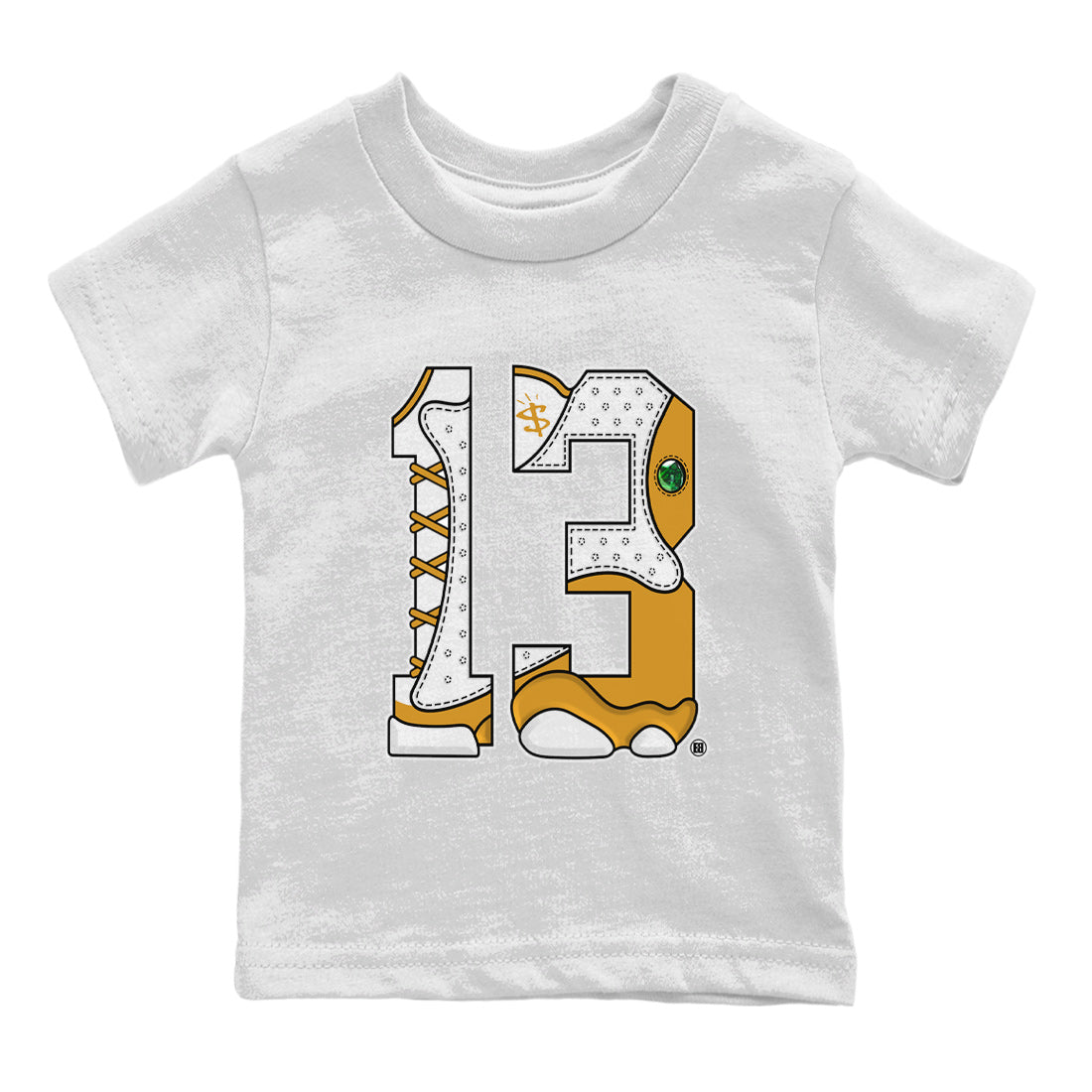Jordan Retro 13 Wheat Sneaker Matching Tee Number 13 Streetwear Sneaker Shirt Air Jordan 13 Wheat Sneaker Release Tees Kids Shirts White 2