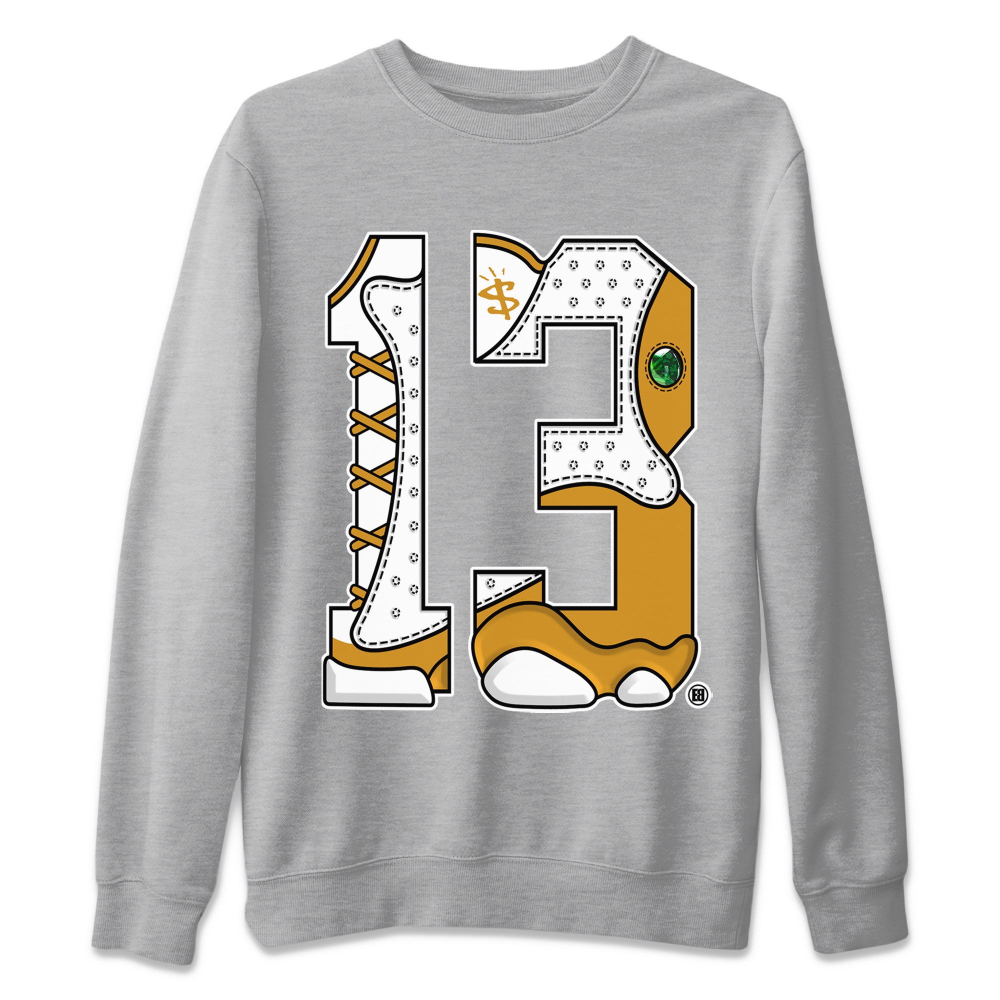 Jordan Retro 13 Wheat Sneaker Matching Tee Number 13 Streetwear Sneaker Shirt Air Jordan 13 Wheat Sneaker Release Tees Unisex Shirts Heather Grey 2