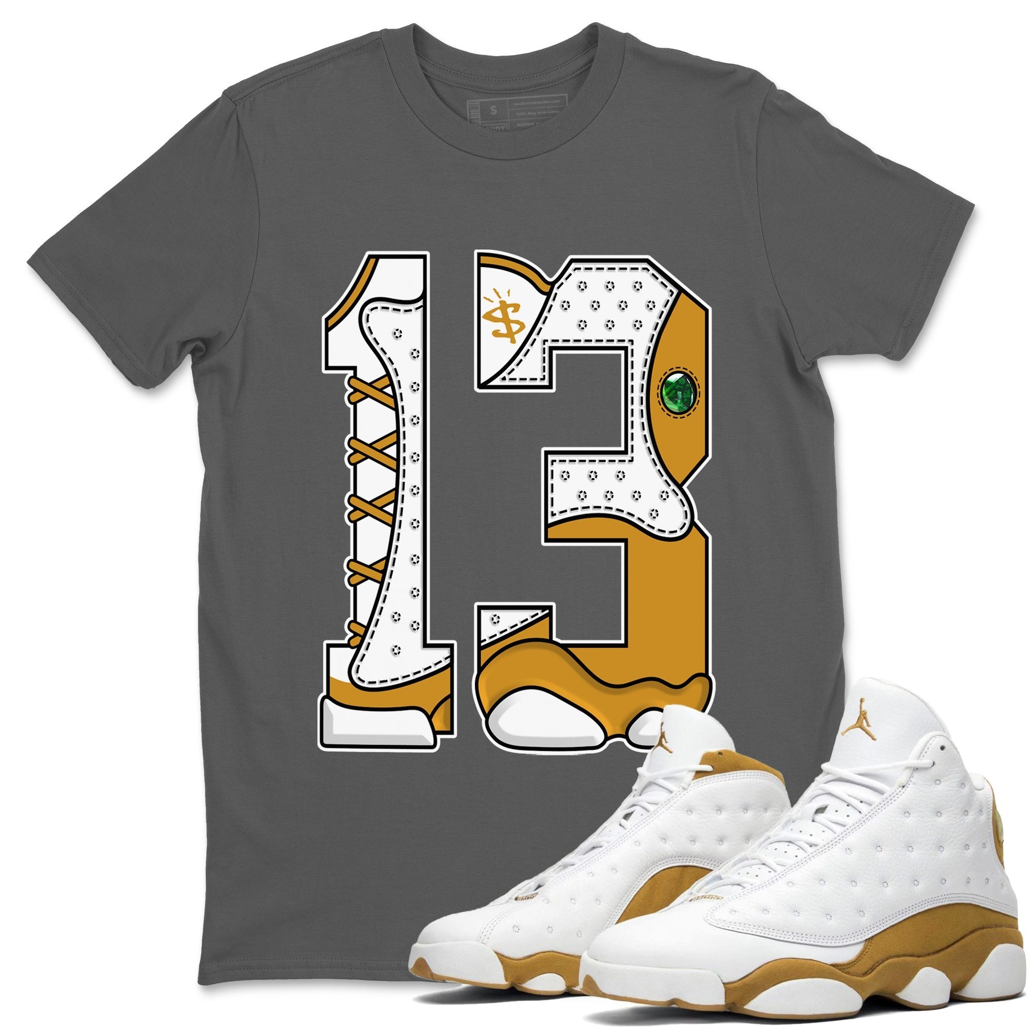 Jordan Retro 13 Wheat Sneaker Matching Tee Number 13 Streetwear Sneaker Shirt Air Jordan 13 Wheat Sneaker Release Tees Unisex Shirts Cool Grey 1
