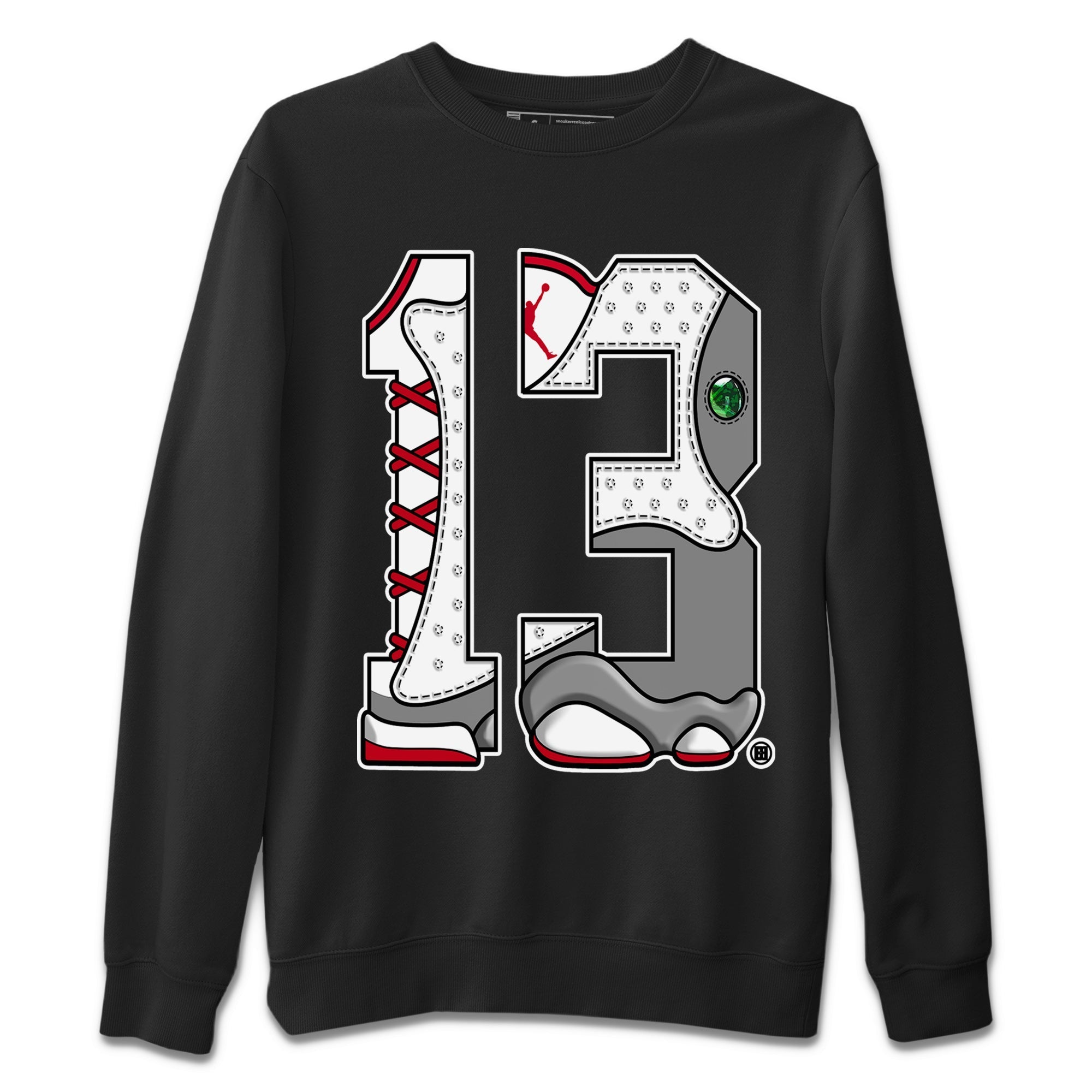 Air Jordan 13 Wolf Grey Sneaker Match Tees Number 13 Streetwear Sneaker Shirt Air Jordan 13 Retro Wolf Grey T-Shirt Unisex Shirts Black 2