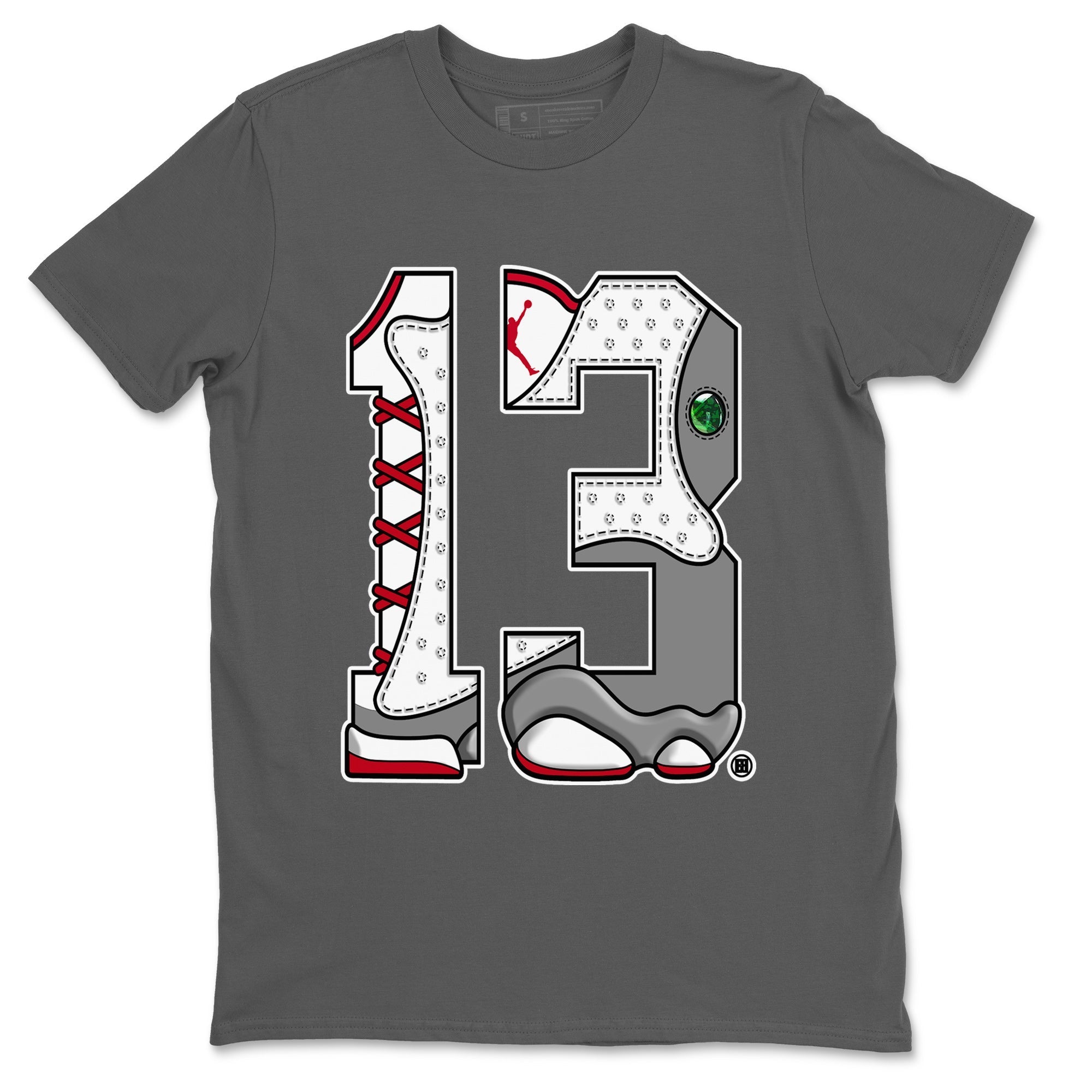 Air Jordan 13 Wolf Grey Sneaker Match Tees Number 13 Streetwear Sneaker Shirt Air Jordan 13 Retro Wolf Grey T-Shirt Unisex Shirts Cool Grey 2
