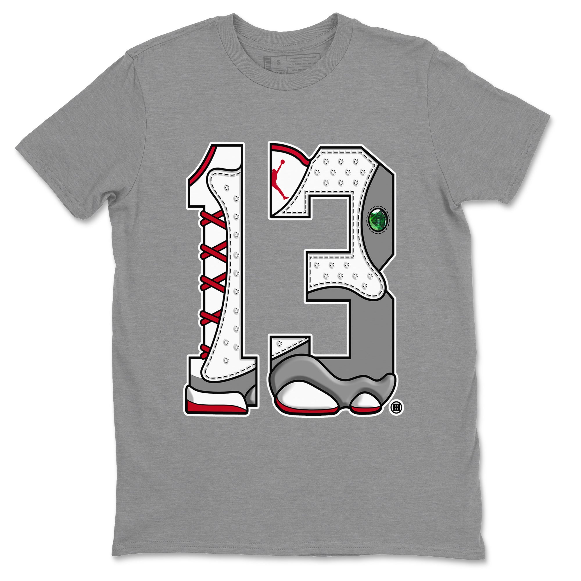 Air Jordan 13 Wolf Grey Sneaker Match Tees Number 13 Streetwear Sneaker Shirt Air Jordan 13 Retro Wolf Grey T-Shirt Unisex Shirts Heather Grey 2