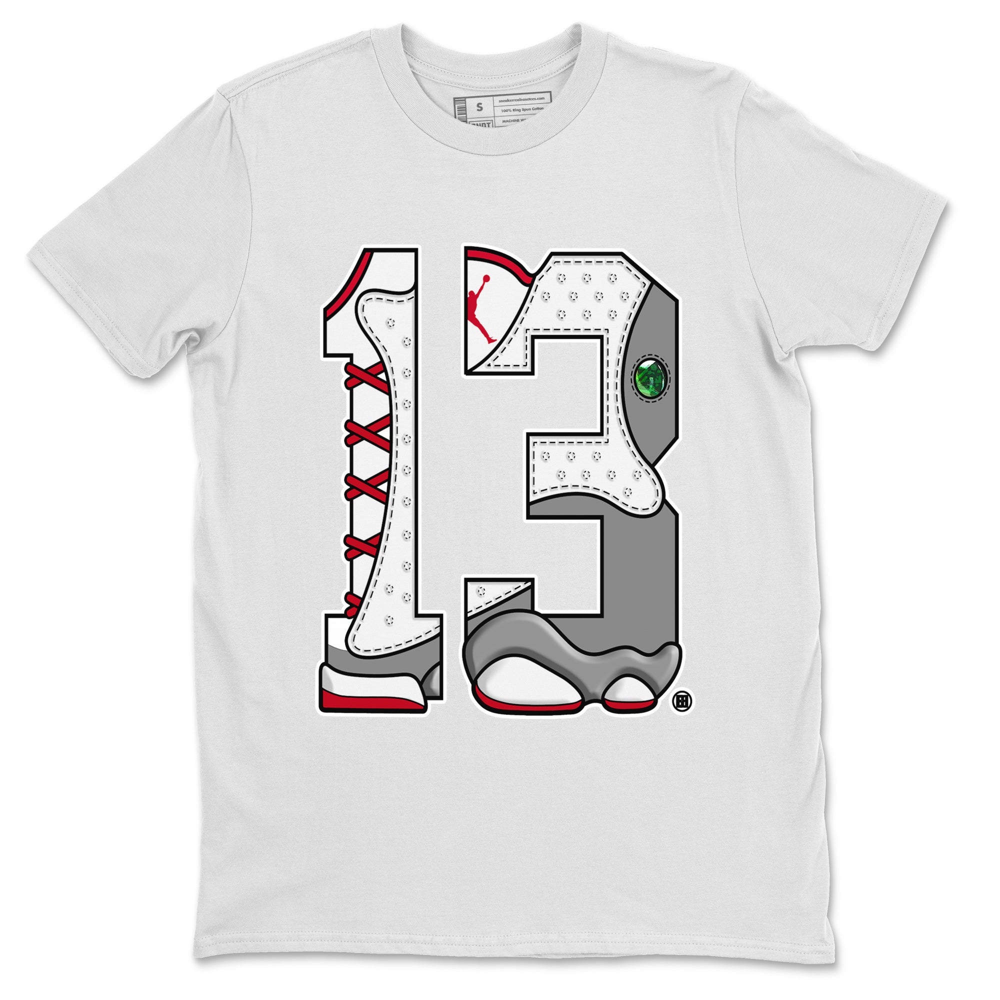 Air Jordan 13 Wolf Grey Sneaker Match Tees Number 13 Streetwear Sneaker Shirt Air Jordan 13 Retro Wolf Grey T-Shirt Unisex Shirts White 2
