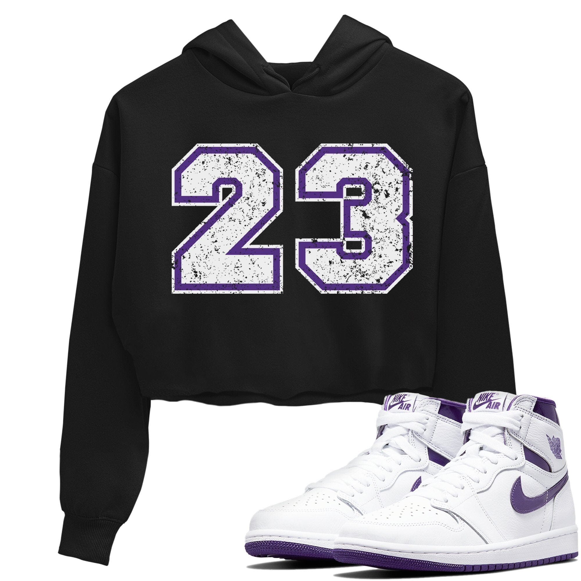 Jordan 1 WMNS Court Purple Sneaker Matching T-Shirt Number 23 Sneaker Tees Jordan 1 WMNS Court Purple Sneaker Release Tees Women's Shirts
