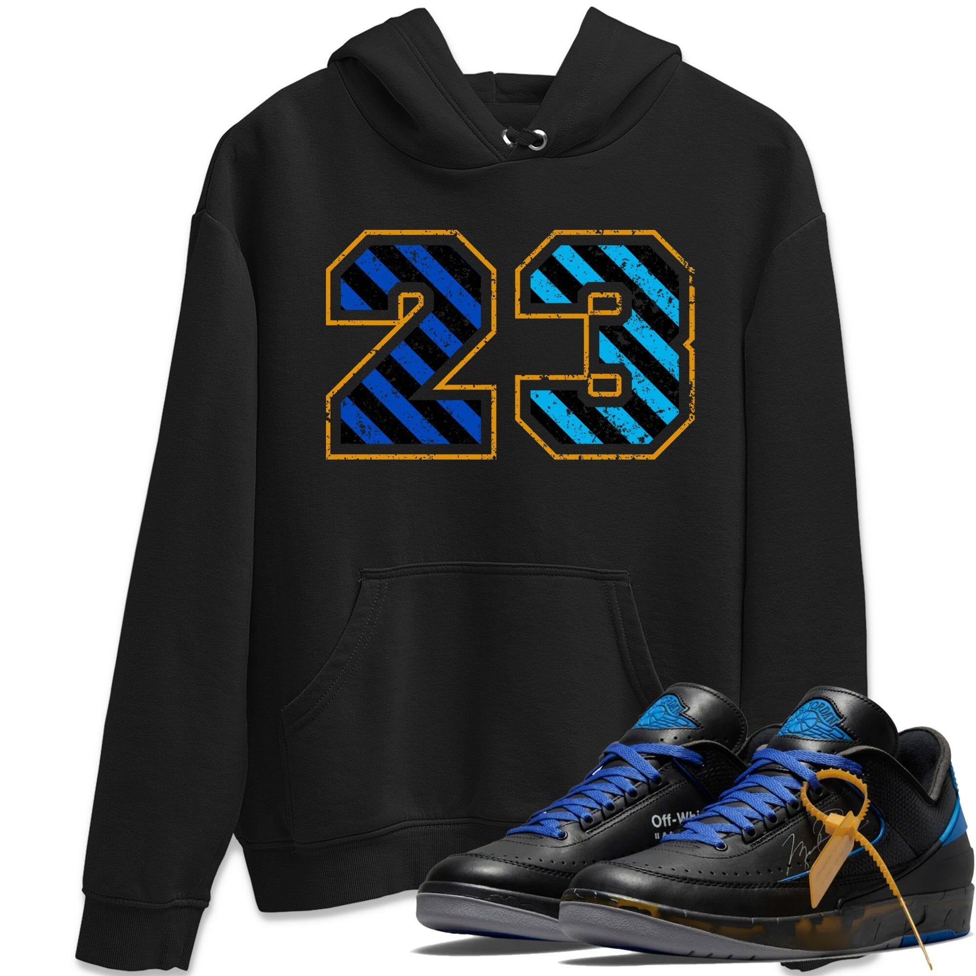 Jordan 2 OFF-WHITE Black Blue Shirt To Match Jordans Number 23 Sneaker Tees Jordan 2 OFF-WHITE Black Blue Drip Gear Zone Sneaker Matching Clothing Unisex Shirts