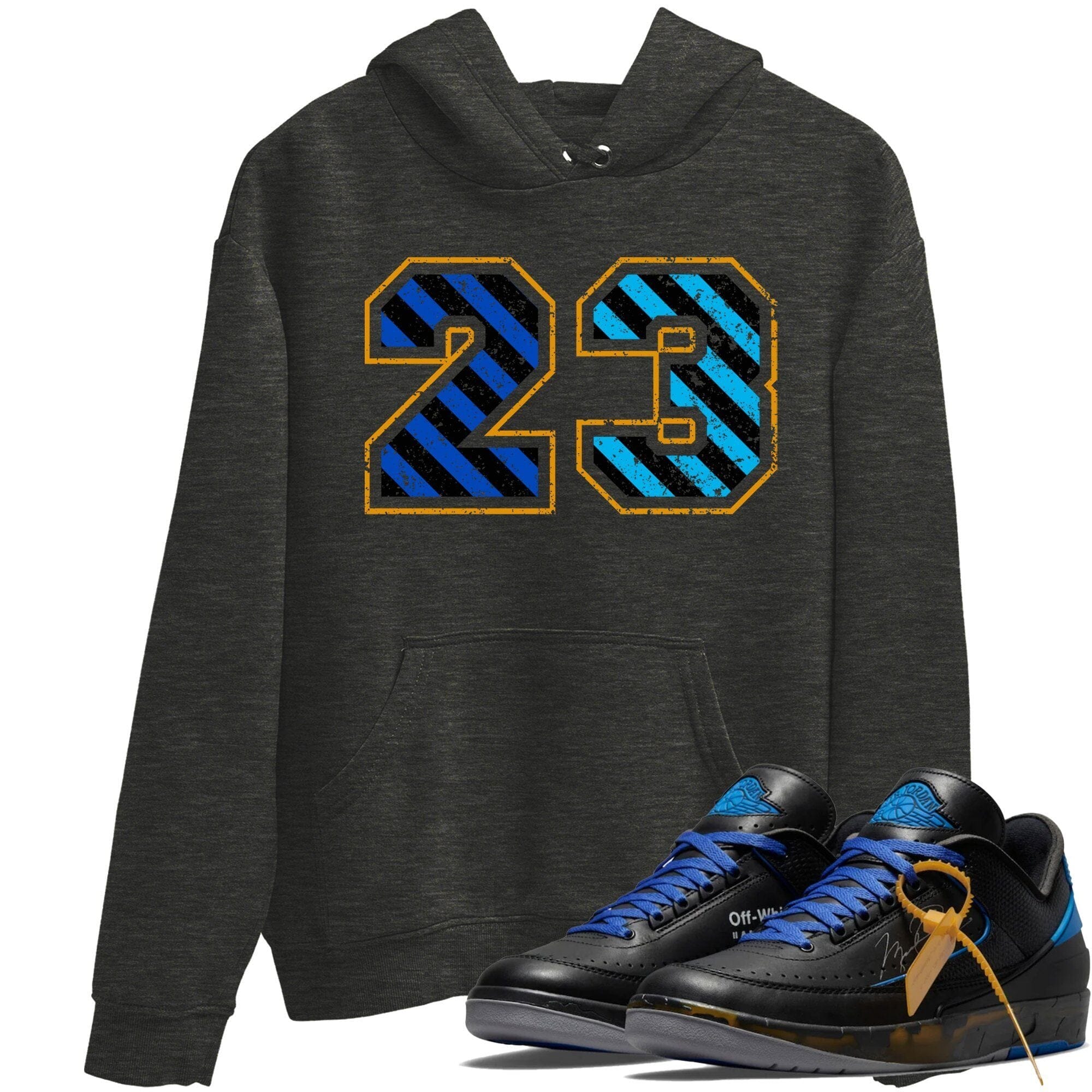 Jordan 2 OFF-WHITE Black Blue Shirt To Match Jordans Number 23 Sneaker Tees Jordan 2 OFF-WHITE Black Blue Drip Gear Zone Sneaker Matching Clothing Unisex Shirts