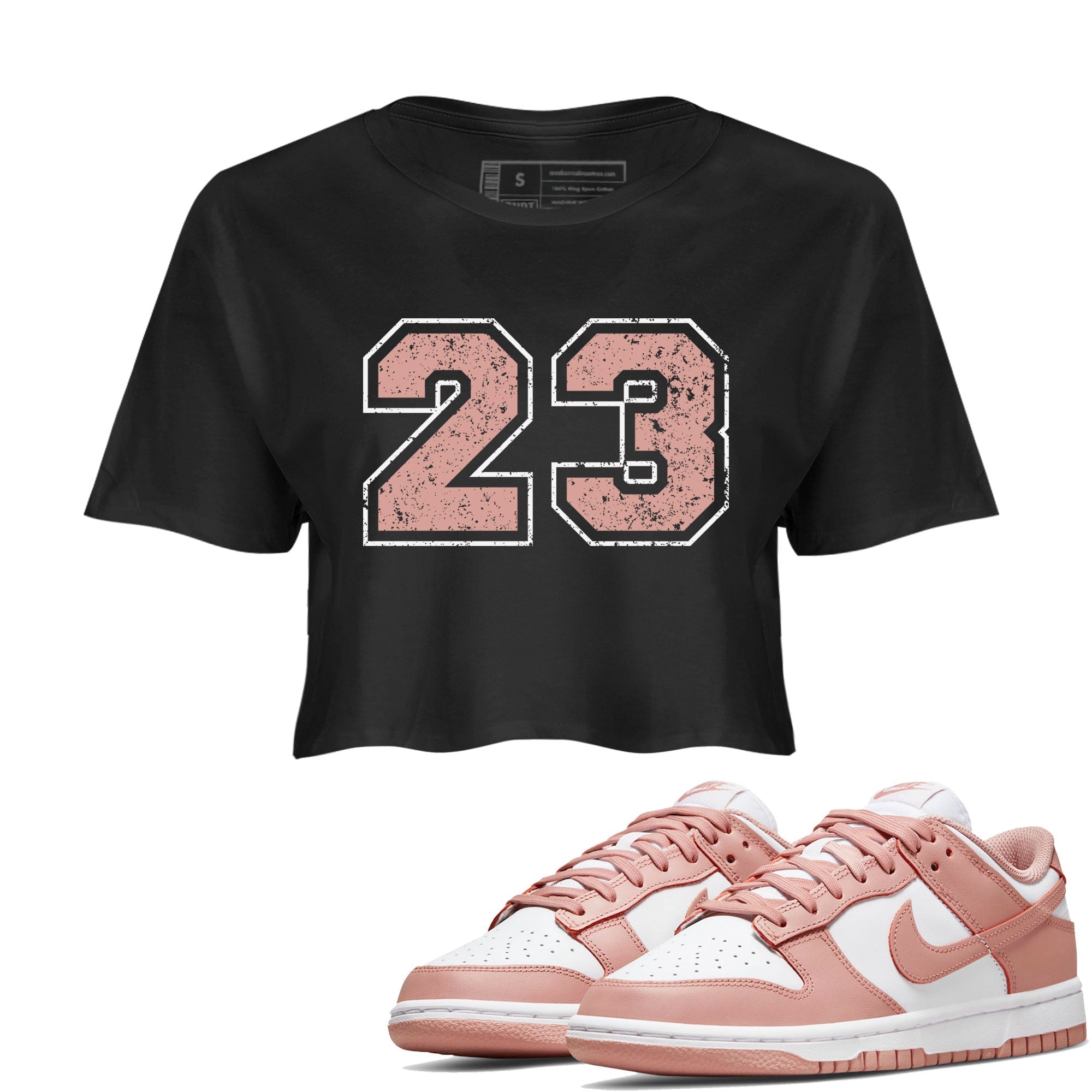 Dunk Low WMNS Rose Whisper shirt to match jordans Number 23 Streetwear Sneaker Shirt Dunk Rose Whisper Drip Gear Zone Sneaker Matching Clothing Black 1 Crop T-Shirt
