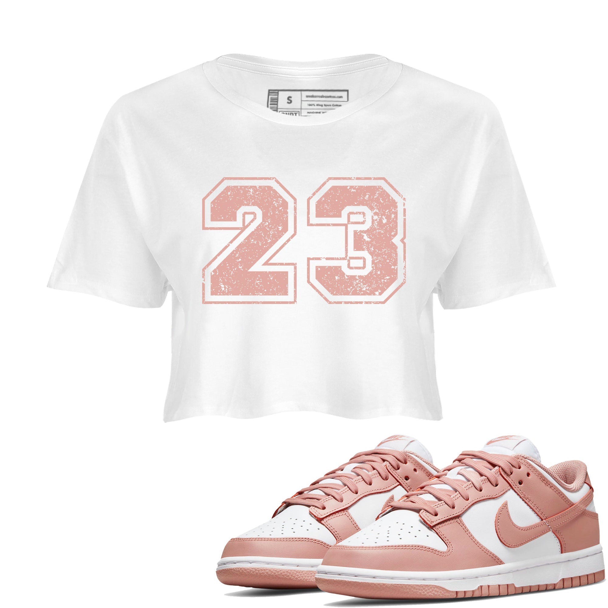 Dunk Low WMNS Rose Whisper shirt to match jordans Number 23 Streetwear Sneaker Shirt Dunk Rose Whisper Drip Gear Zone Sneaker Matching Clothing White 1 Crop T-Shirt