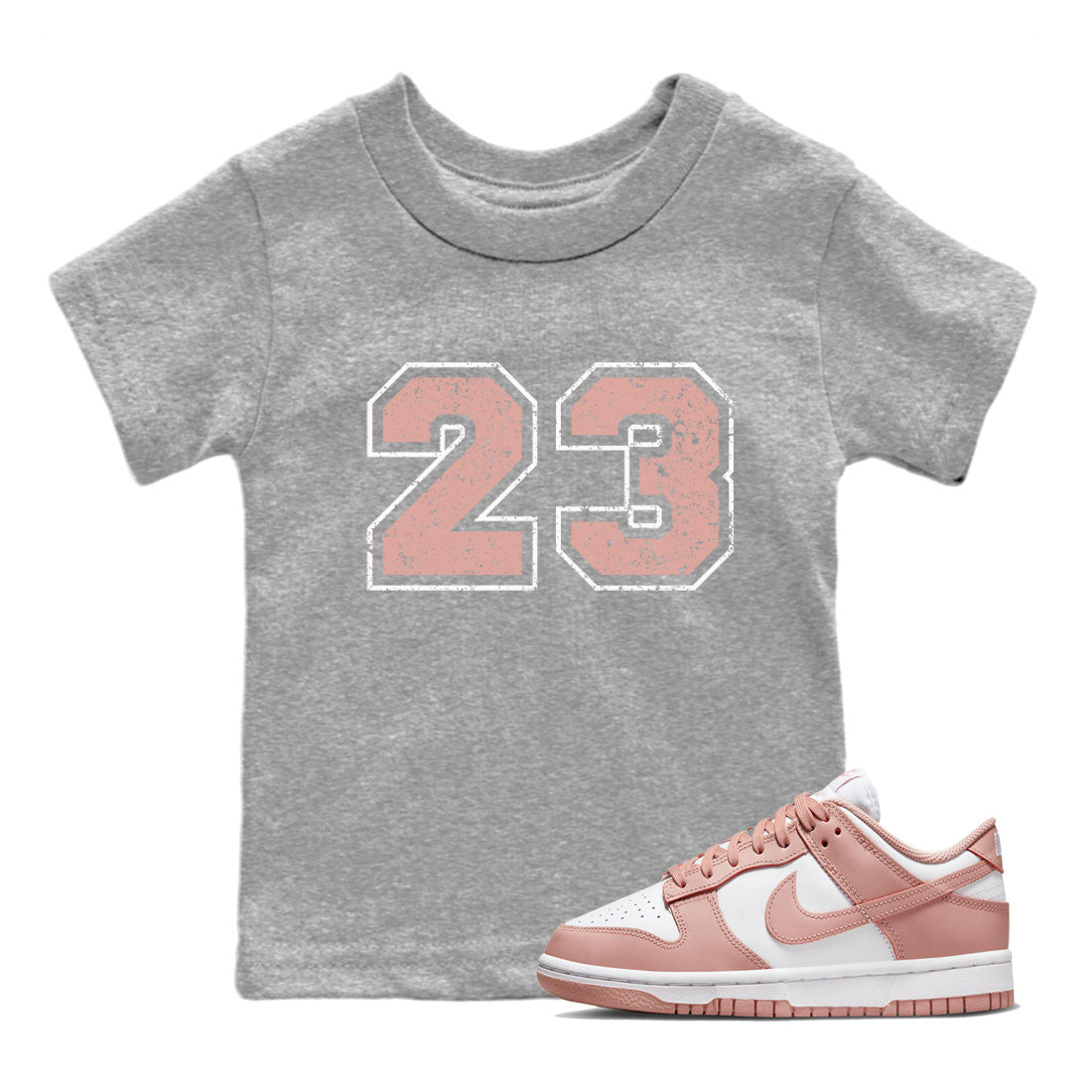 Dunk Low WMNS Rose Whisper shirt to match jordans Number 23 Streetwear Sneaker Shirt Dunk Rose Whisper Drip Gear Zone Sneaker Matching Clothing Baby Toddler Kids Heather Grey 1 T-Shirt