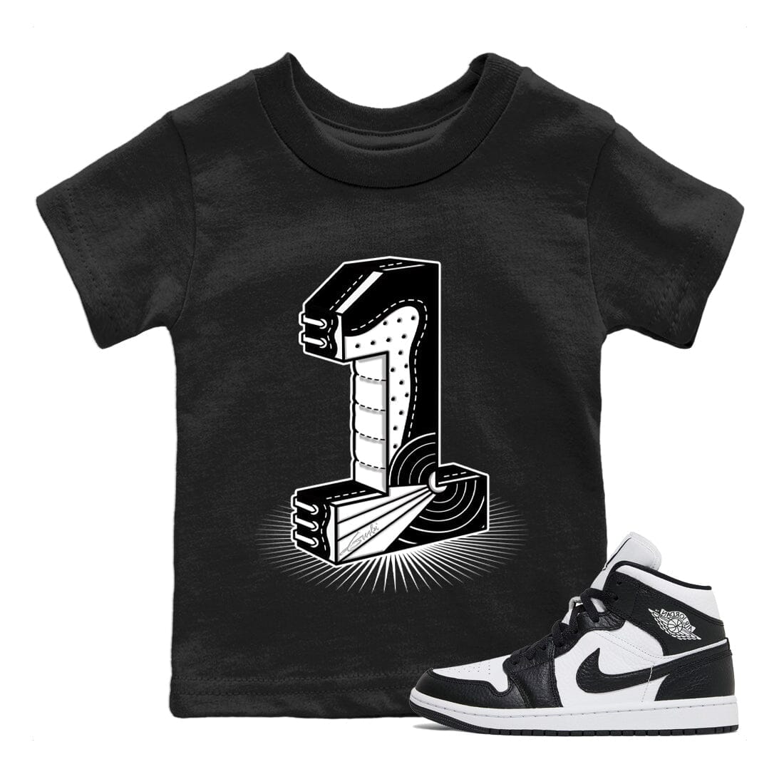 Jordan 1 Homage Sneaker Matching T-Shirt Number Statue Sneaker Tees Jordan 1 Homage Sneaker Release Tees Kids Shirts
