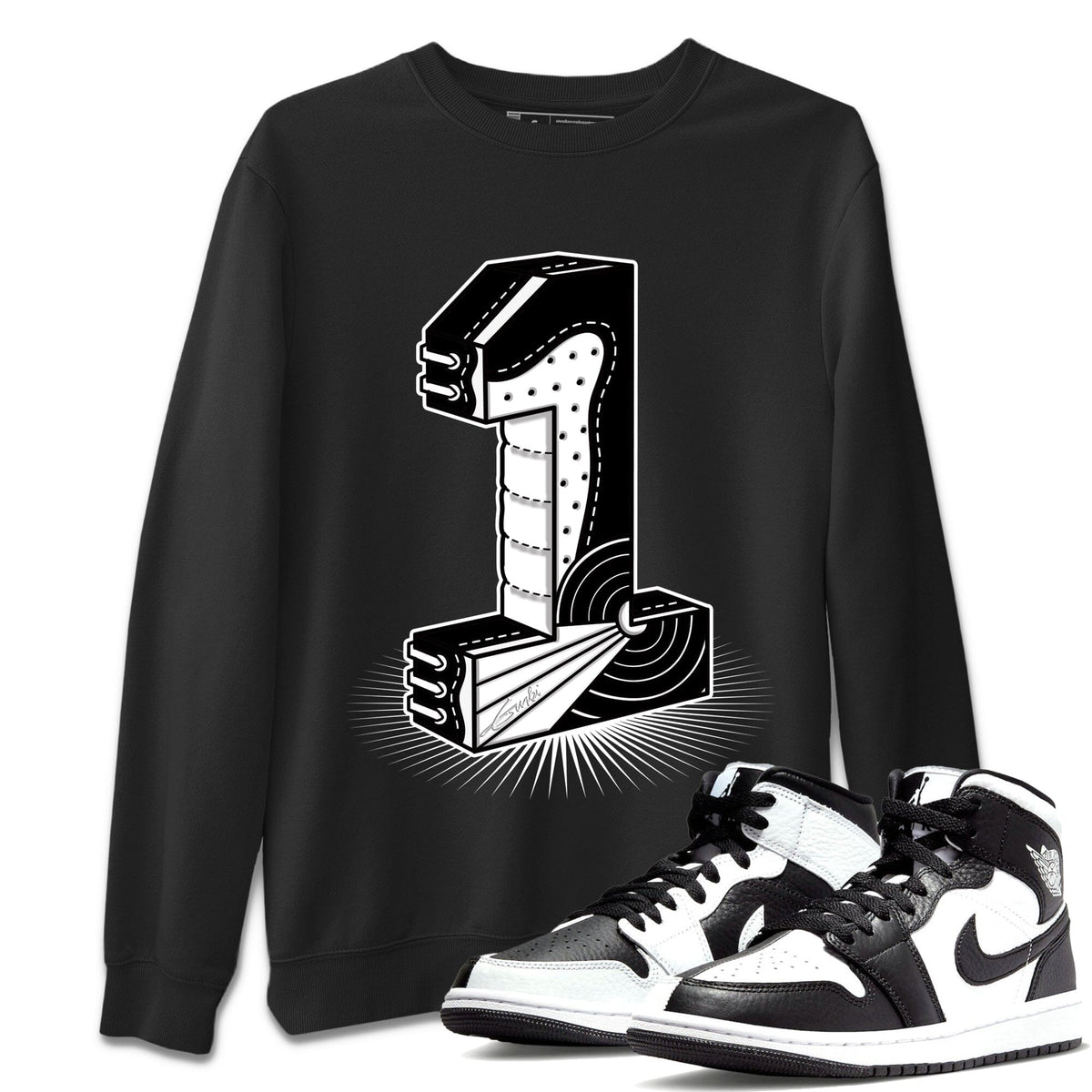 Jordan 1 Homage Sneaker Matching T-Shirt Number Statue Sneaker Tees Jordan 1 Homage Sneaker Release Tees Crew Neck Tees