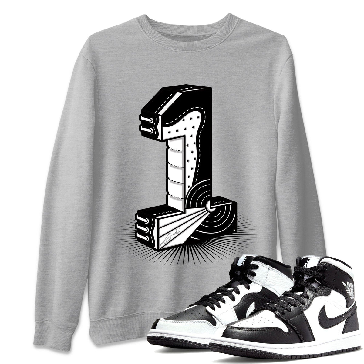 Jordan 1 Homage Sneaker Matching T-Shirt Number Statue Sneaker Tees Jordan 1 Homage Sneaker Release Tees Crew Neck Tees
