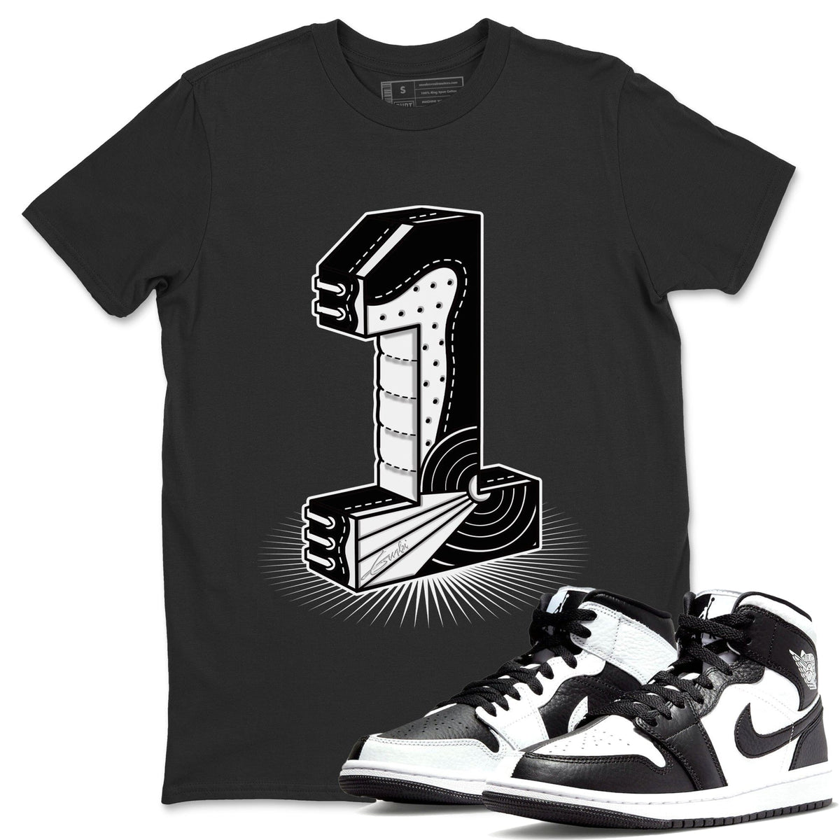 Jordan 1 Homage Sneaker Matching T-Shirt Number Statue Sneaker Tees Jordan 1 Homage Sneaker Release Tees Crew Neck Tees