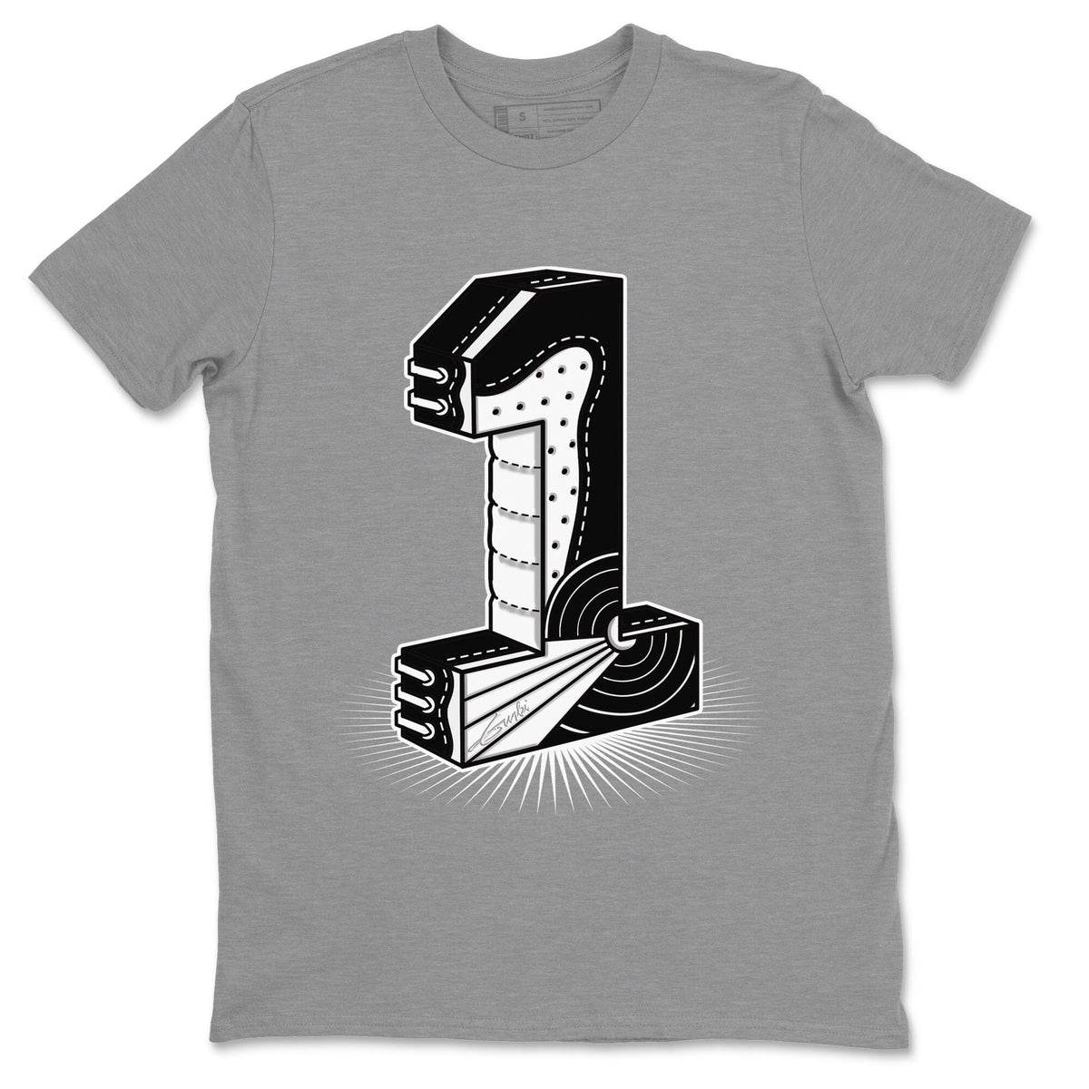 Jordan 1 Homage Sneaker Matching T-Shirt Number Statue Sneaker Tees Jordan 1 Homage Sneaker Release Tees Crew Neck Tees