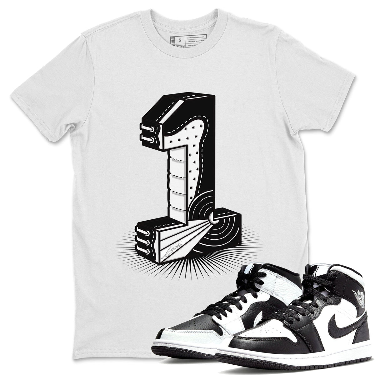 Jordan 1 Homage Sneaker Matching T-Shirt Number Statue Sneaker Tees Jordan 1 Homage Sneaker Release Tees Crew Neck Tees
