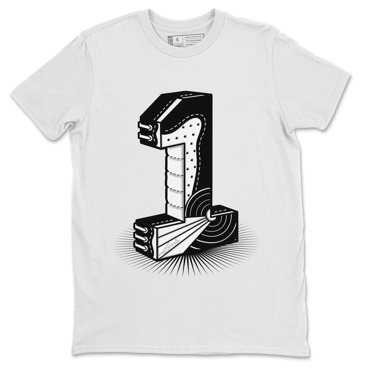 Jordan 1 Homage Sneaker Matching T-Shirt Number Statue Sneaker Tees Jordan 1 Homage Sneaker Release Tees Crew Neck Tees