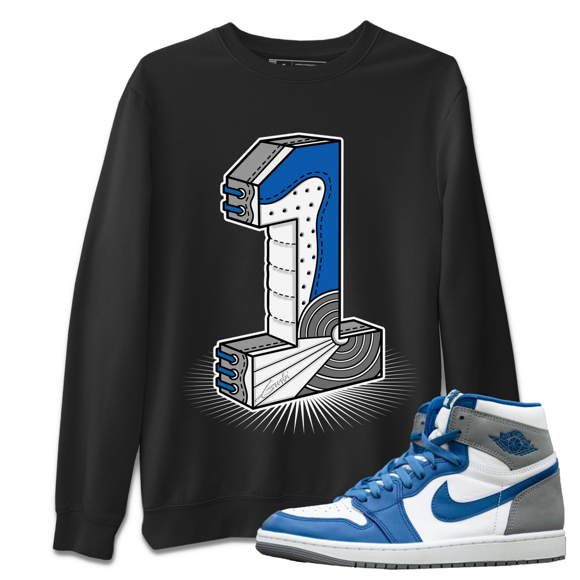 Jordan 1 True Blue Shirt To Match Jordans Number Statue Sneaker Tees Jordan 1 True Blue Drip Gear Zone Sneaker Matching Clothing Unisex Shirts