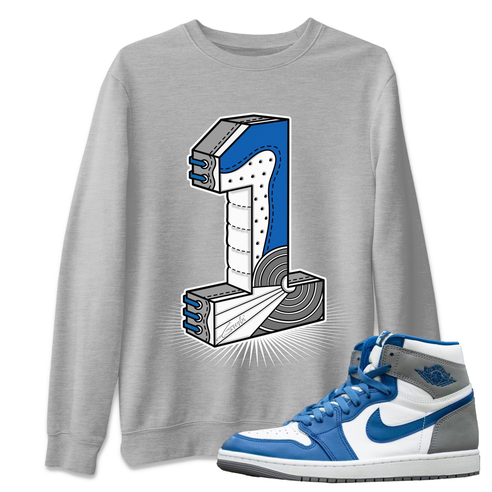 Jordan 1 True Blue Shirt To Match Jordans Number Statue Sneaker Tees Jordan 1 True Blue Drip Gear Zone Sneaker Matching Clothing Unisex Shirts