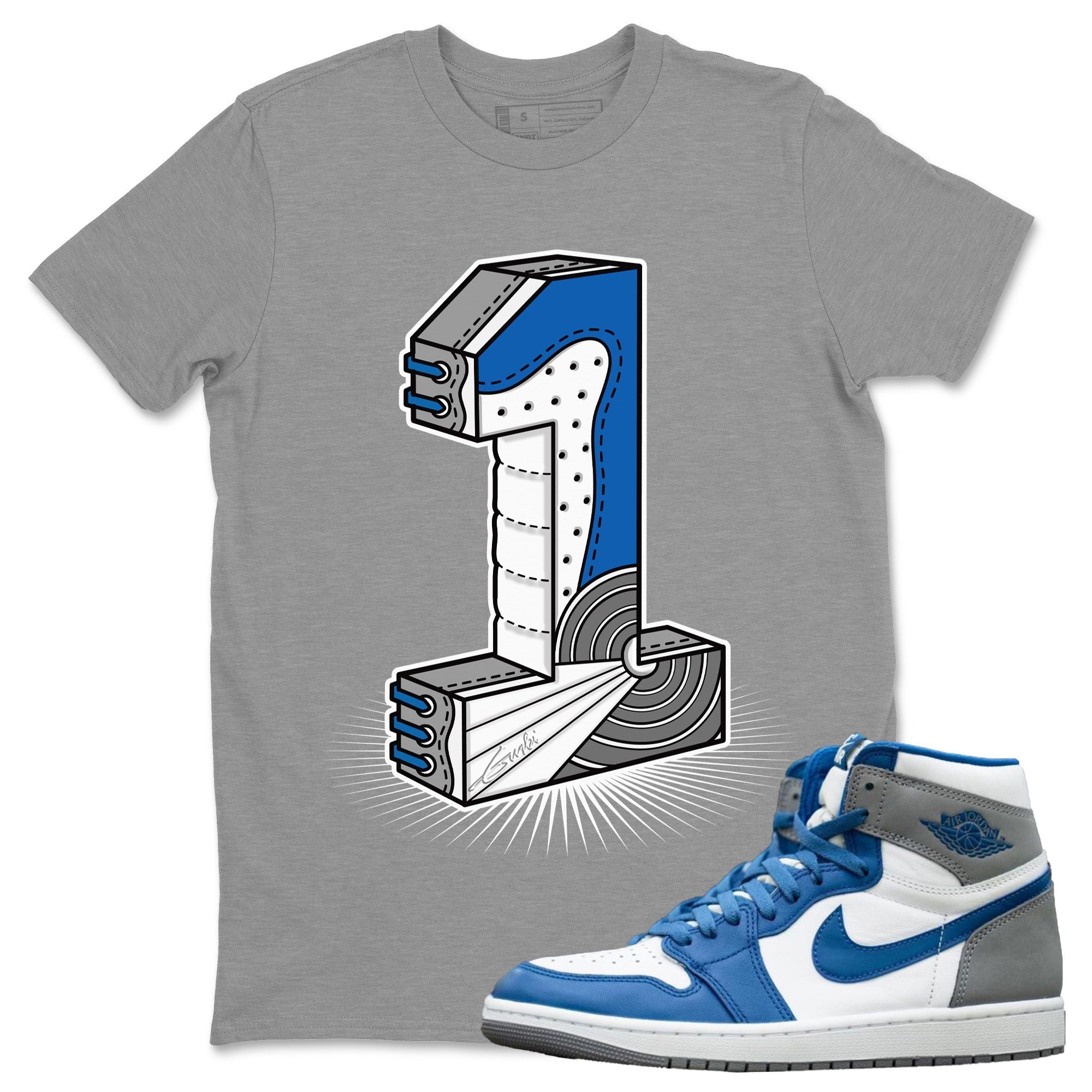 Jordan 1 True Blue Shirt To Match Jordans Number Statue Sneaker Tees Jordan 1 True Blue Drip Gear Zone Sneaker Matching Clothing Unisex Shirts