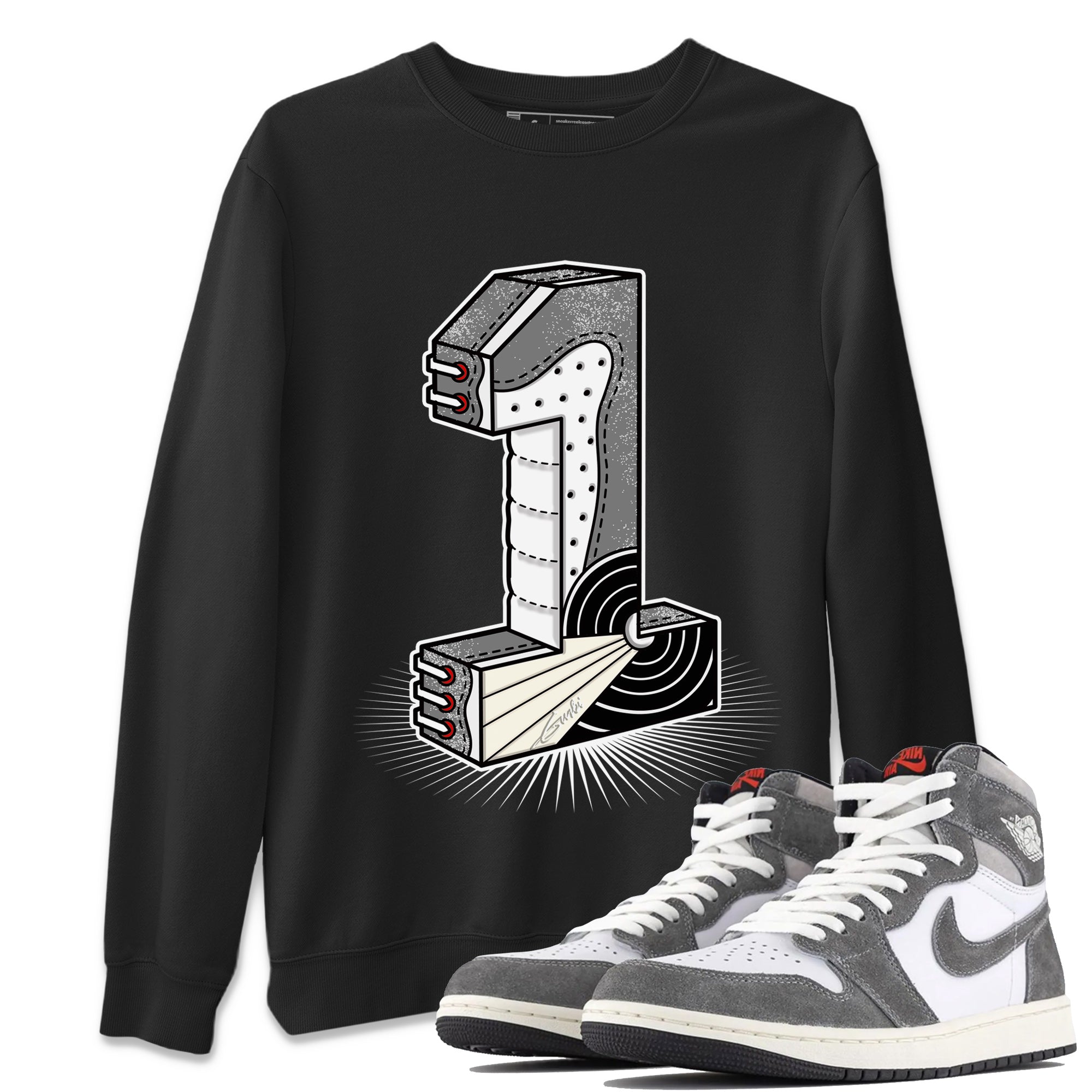 Air Jordan 1 Washed Heritage Sneaker Match Tees Number Statue Streetwear Sneaker Shirt Air Jordan 1 Washed Heritage T-Shirt Unisex Shirts Black 1