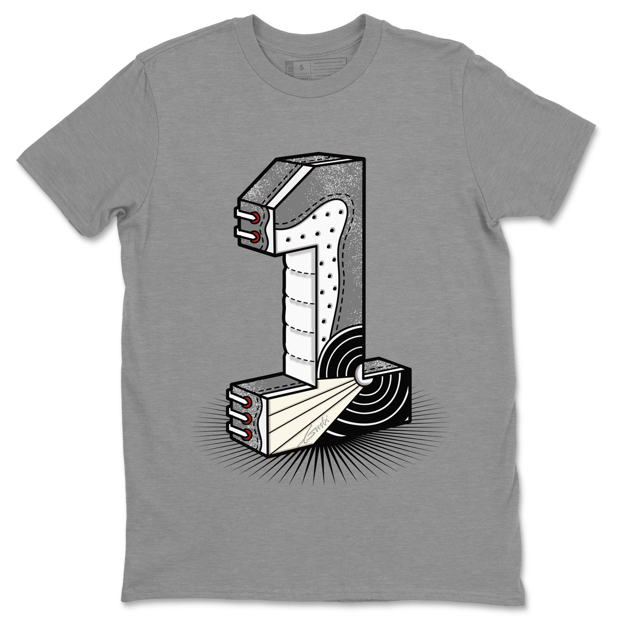 Air Jordan 1 Washed Heritage Sneaker Match Tees Number Statue Streetwear Sneaker Shirt Air Jordan 1 Washed Heritage T-Shirt Unisex Shirts Heather Grey 2