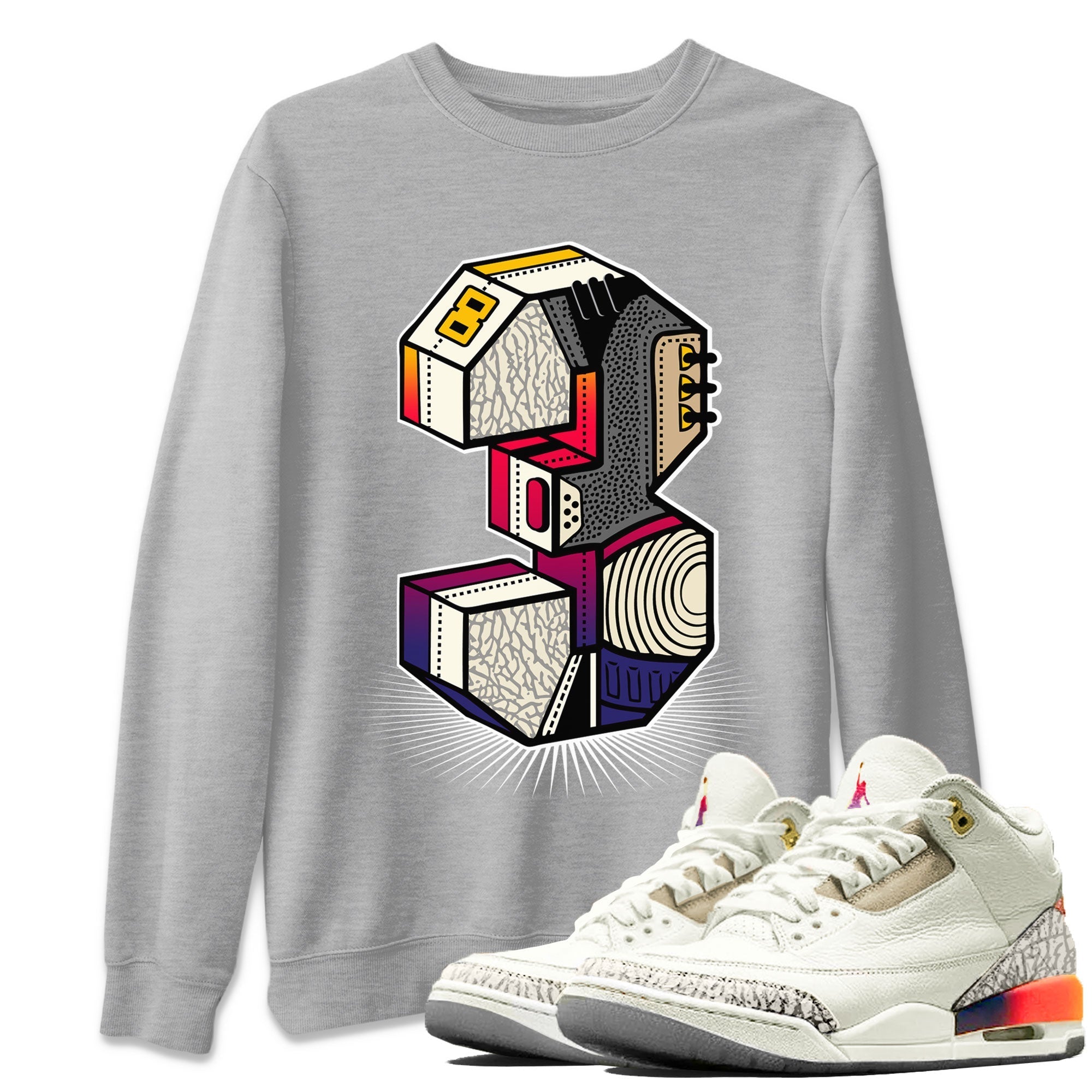 Air Jordan 3 X J Balvin shirt to match jordans Number Statue Streetwear Sneaker Shirt Air Jordan 3 X J Balvin Drip Gear Zone Sneaker Matching Clothing LGBT Pride T-Shirt Unisex Heather Grey 1 T-Shirt