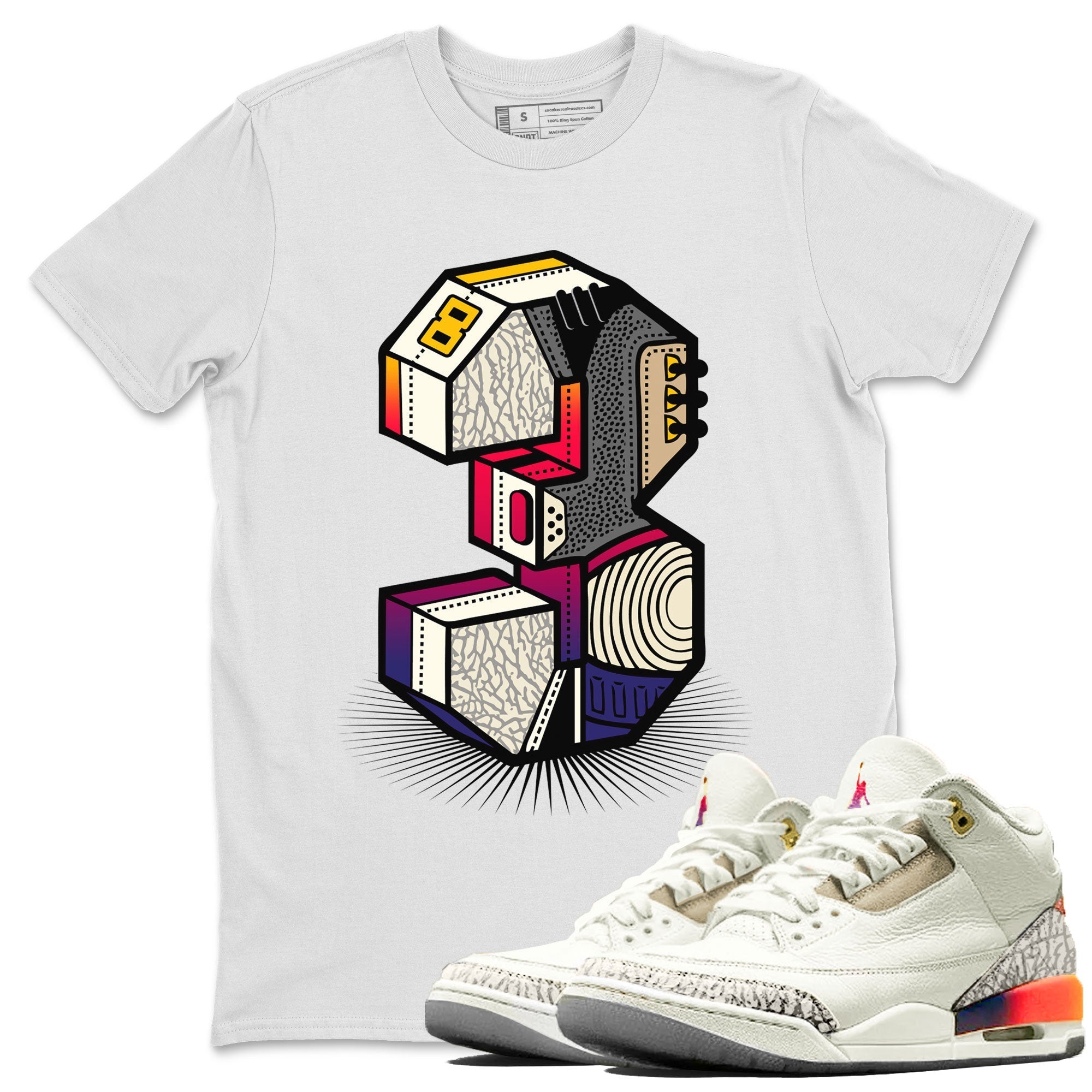 Air Jordan 3 X J Balvin shirt to match jordans Number Statue Streetwear Sneaker Shirt Air Jordan 3 X J Balvin Drip Gear Zone Sneaker Matching Clothing LGBT Pride T-Shirt Unisex White 1 T-Shirt