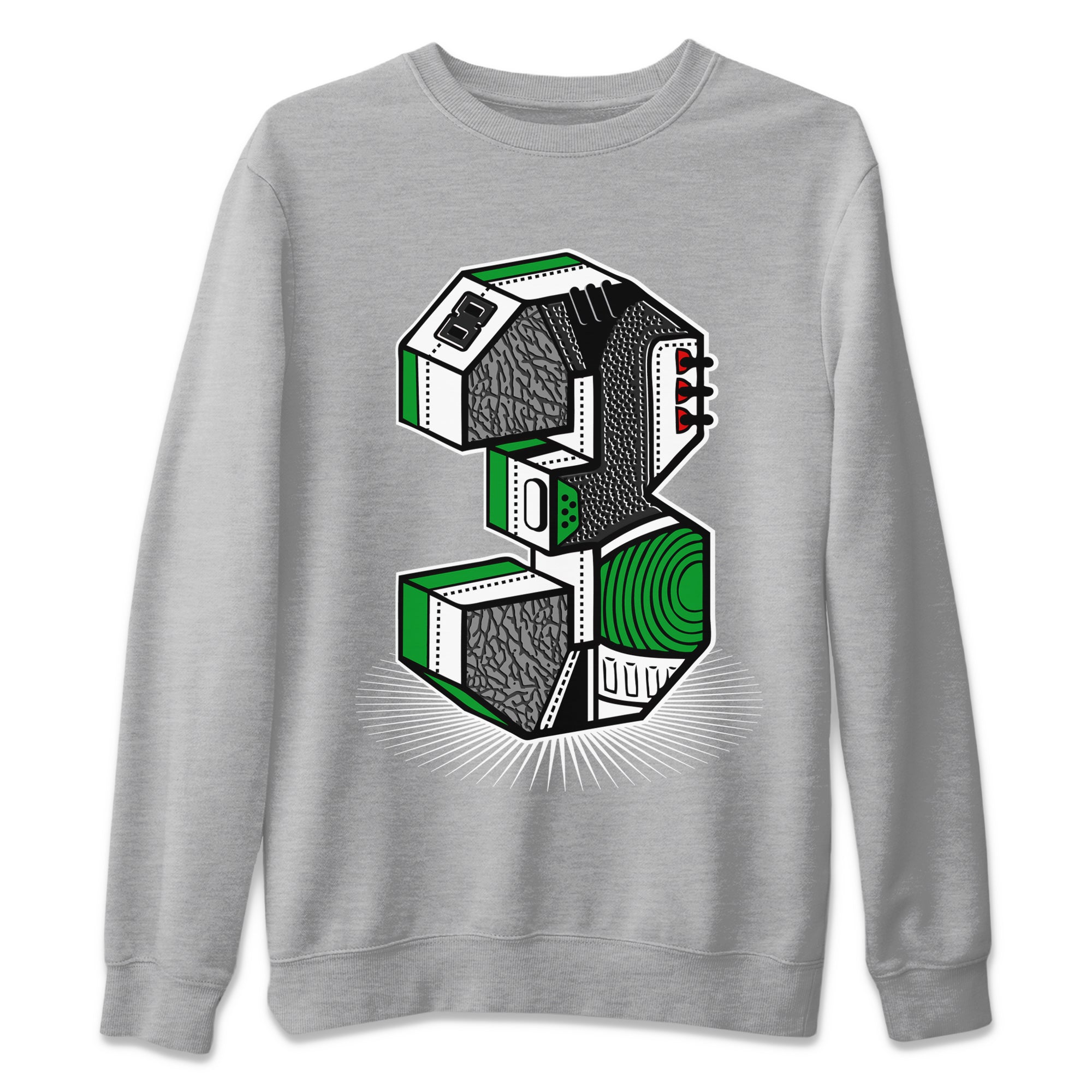 Air Jordan 3 Lucky Green Sneaker Match Tees Number Statue Streetwear Sneaker Shirt Jordan 3 Retro Lucky Green Sneaker Release Tees Unisex Shirts Heather Grey 2