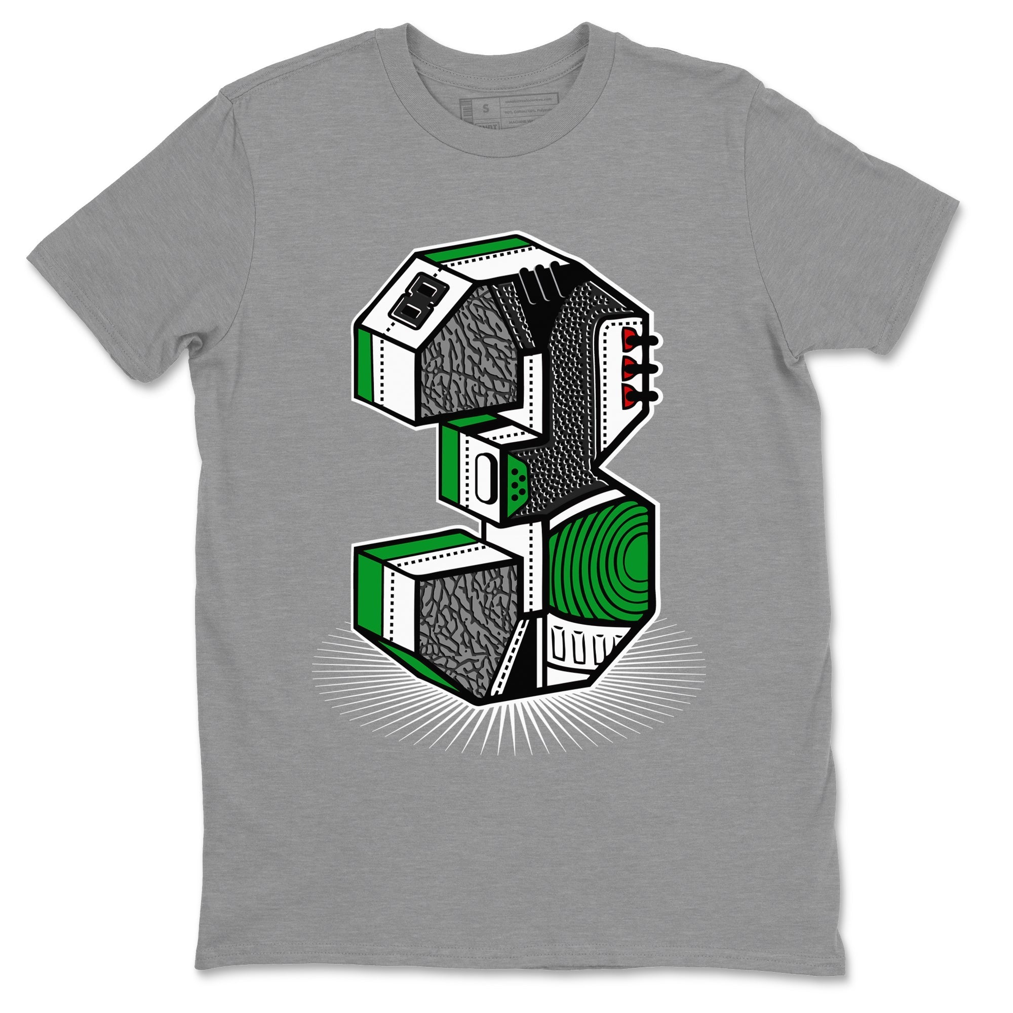 Air Jordan 3 Lucky Green Sneaker Match Tees Number Statue Streetwear Sneaker Shirt Jordan 3 Retro Lucky Green Sneaker Release Tees Unisex Shirts Heather Grey 2