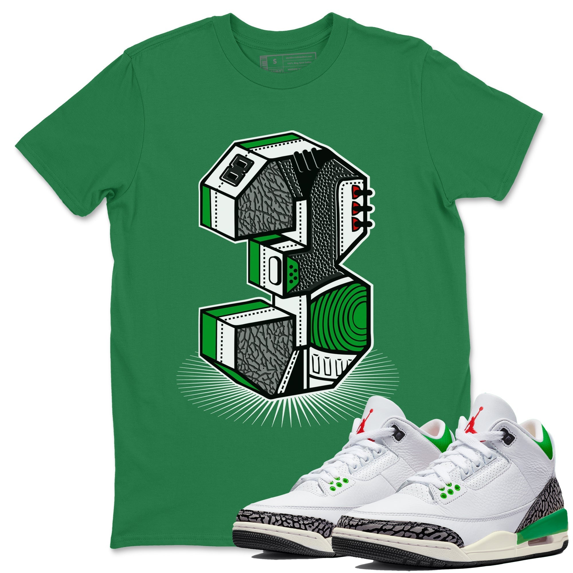 Air Jordan 3 Lucky Green Sneaker Match Tees Number Statue Streetwear Sneaker Shirt Jordan 3 Retro Lucky Green Sneaker Release Tees Unisex Shirts Kelly Green 1