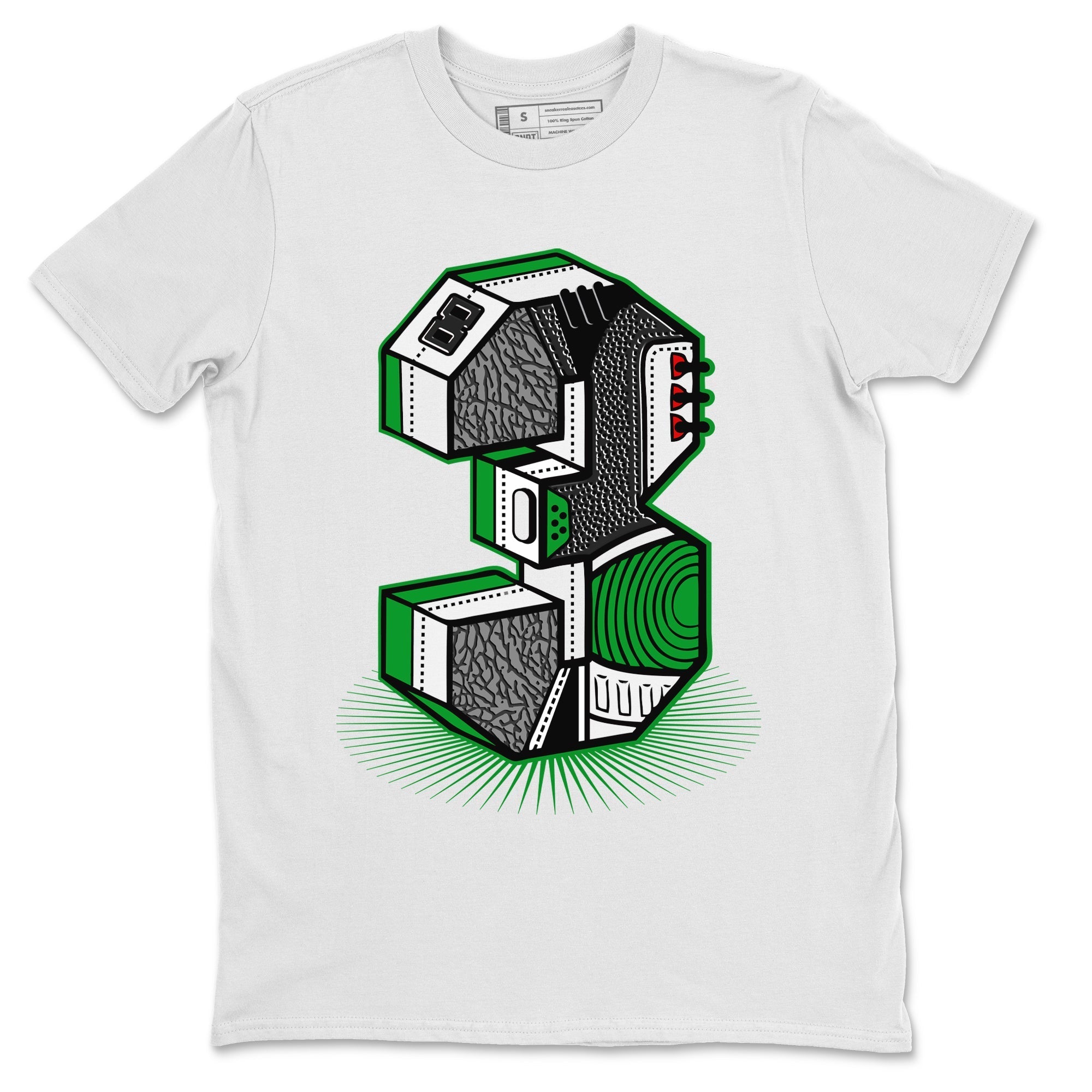 Air Jordan 3 Lucky Green Sneaker Match Tees Number Statue Streetwear Sneaker Shirt Jordan 3 Retro Lucky Green Sneaker Release Tees Unisex Shirts White 2