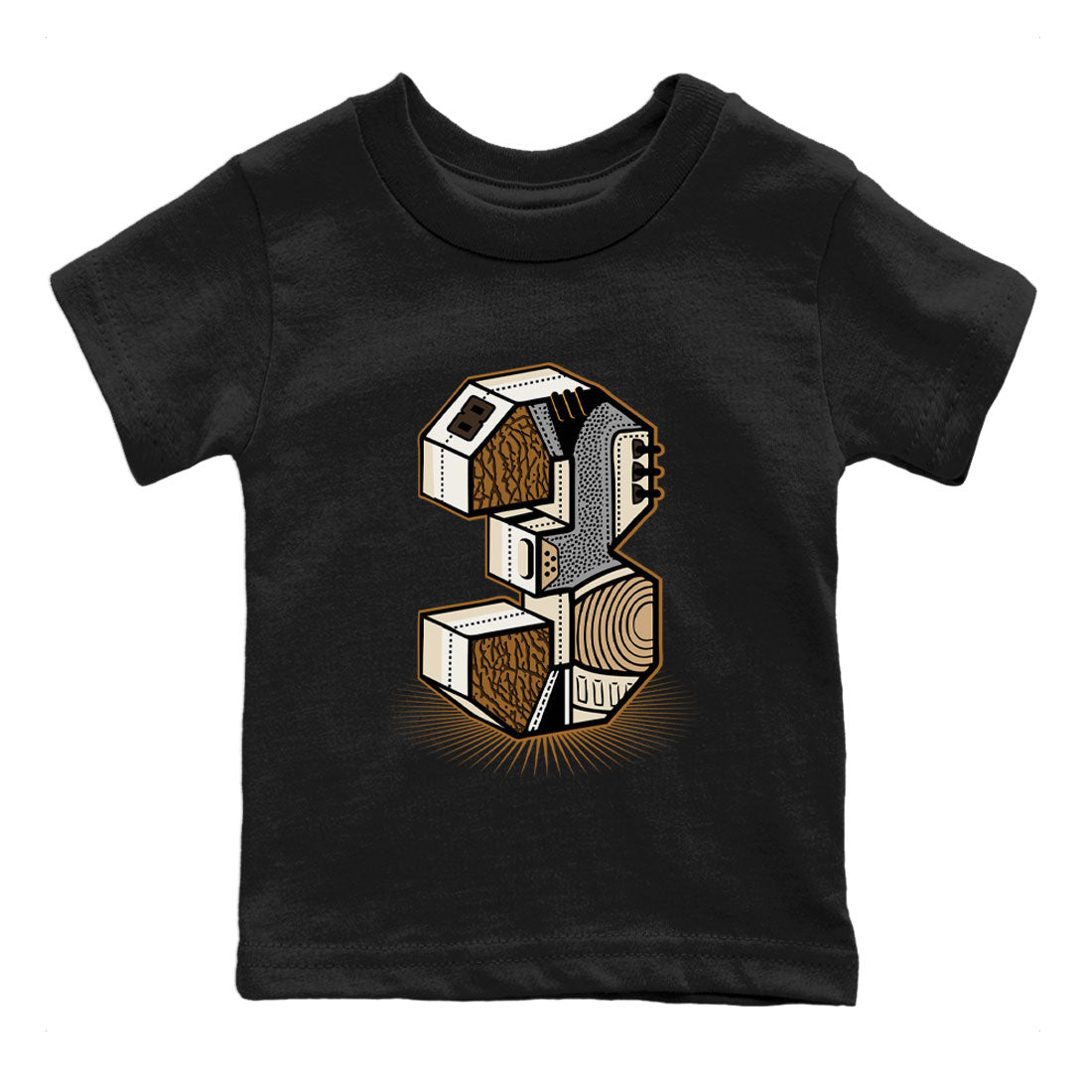 Air Jordan 3 Palomino shirt to match jordans Number Statue Streetwear Sneaker Shirt 3s Palomino Drip Gear Zone Sneaker Matching Clothing Baby Toddler Black 2 T-Shirt
