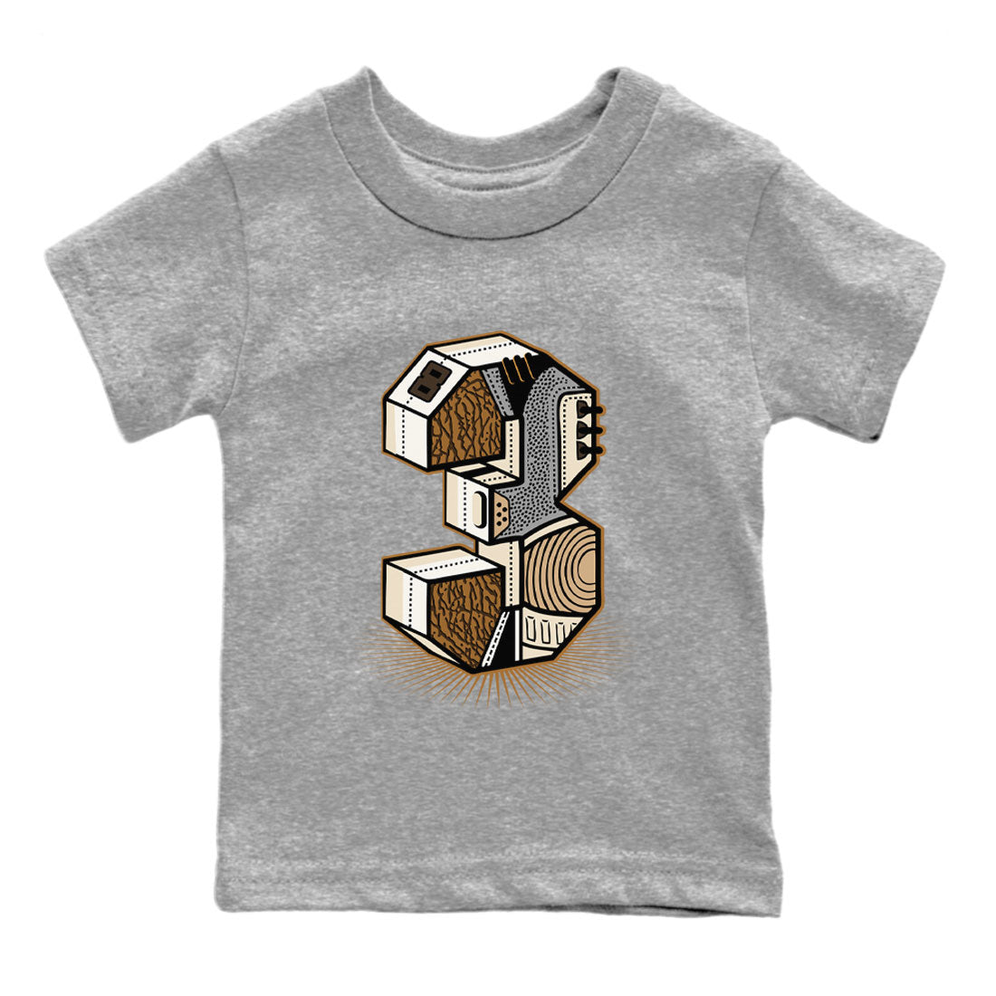 Air Jordan 3 Palomino shirt to match jordans Number Statue Streetwear Sneaker Shirt 3s Palomino Drip Gear Zone Sneaker Matching Clothing Baby Toddler Heather Grey 2 T-Shirt