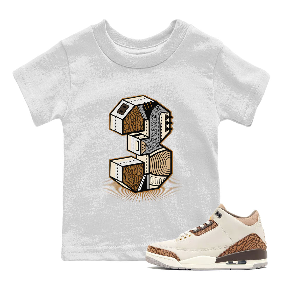 Air Jordan 3 Palomino shirt to match jordans Number Statue Streetwear Sneaker Shirt 3s Palomino Drip Gear Zone Sneaker Matching Clothing Baby Toddler White 1 T-Shirt
