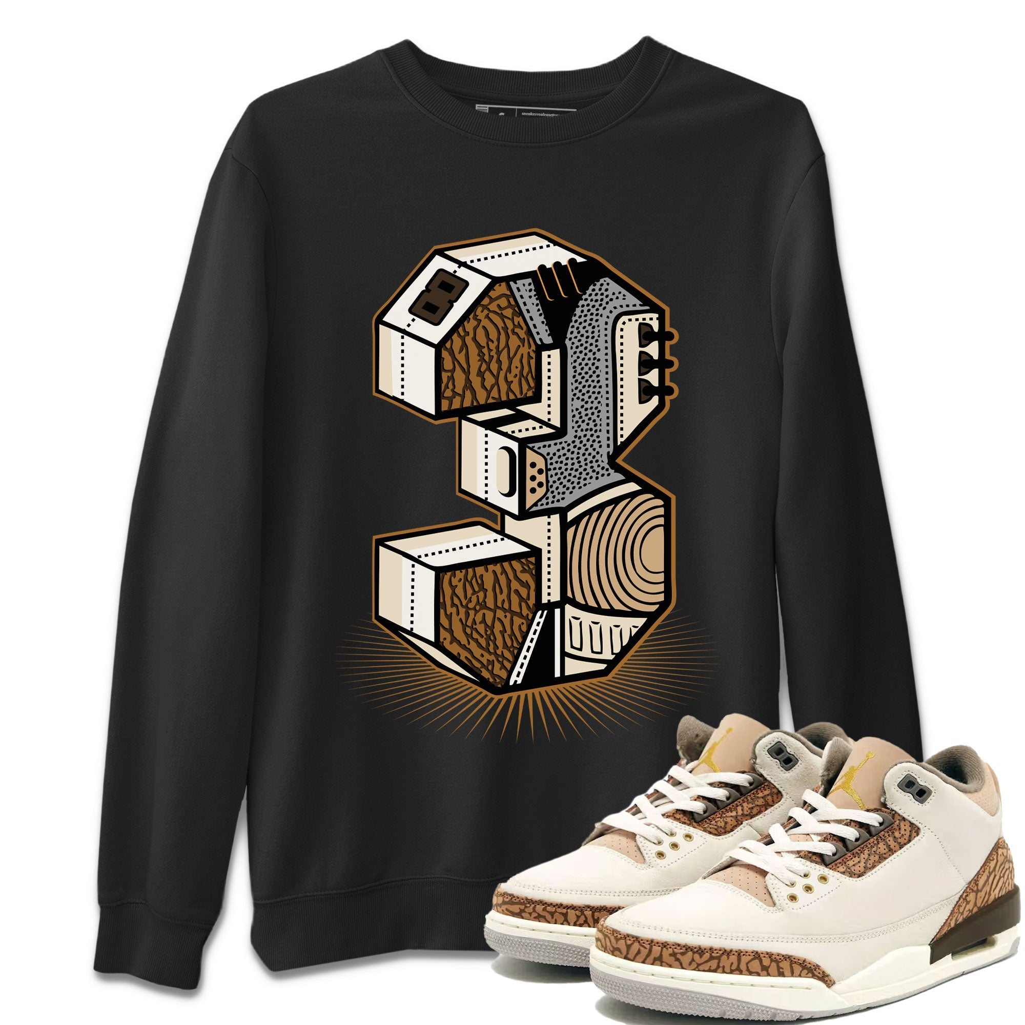 Air Jordan 3 Palomino shirt to match jordans Number Statue Streetwear Sneaker Shirt 3s Palomino Drip Gear Zone Sneaker Matching Clothing Unisex Black 1 T-Shirt